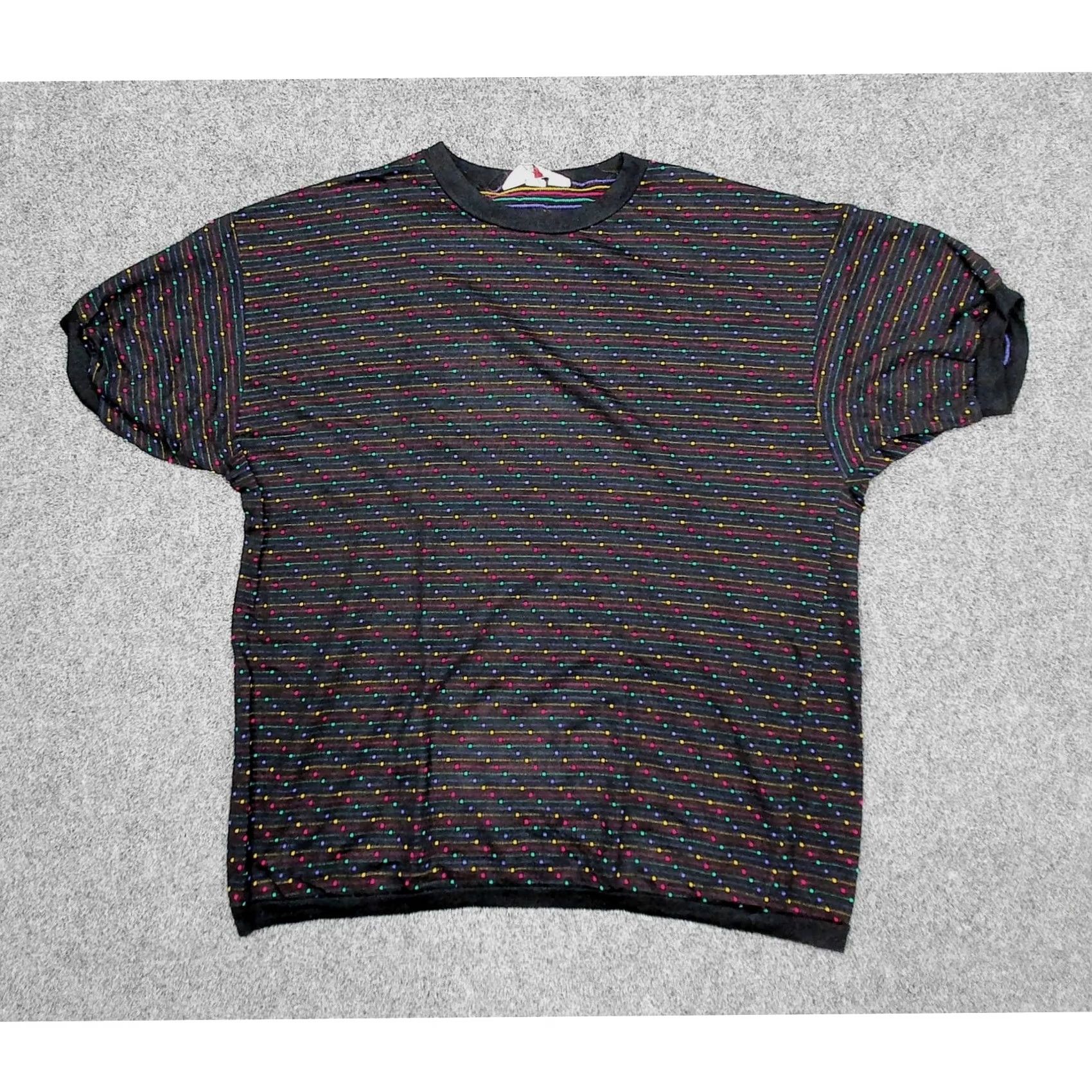 Vintage VINTAGE Honors Plus 2X Tunic Top Short Sleeve Black Polka Dot Striped Textured Oversized 90s Womens Size XXL / US 16-18 / IT 52-54 - 4 Thumbnail