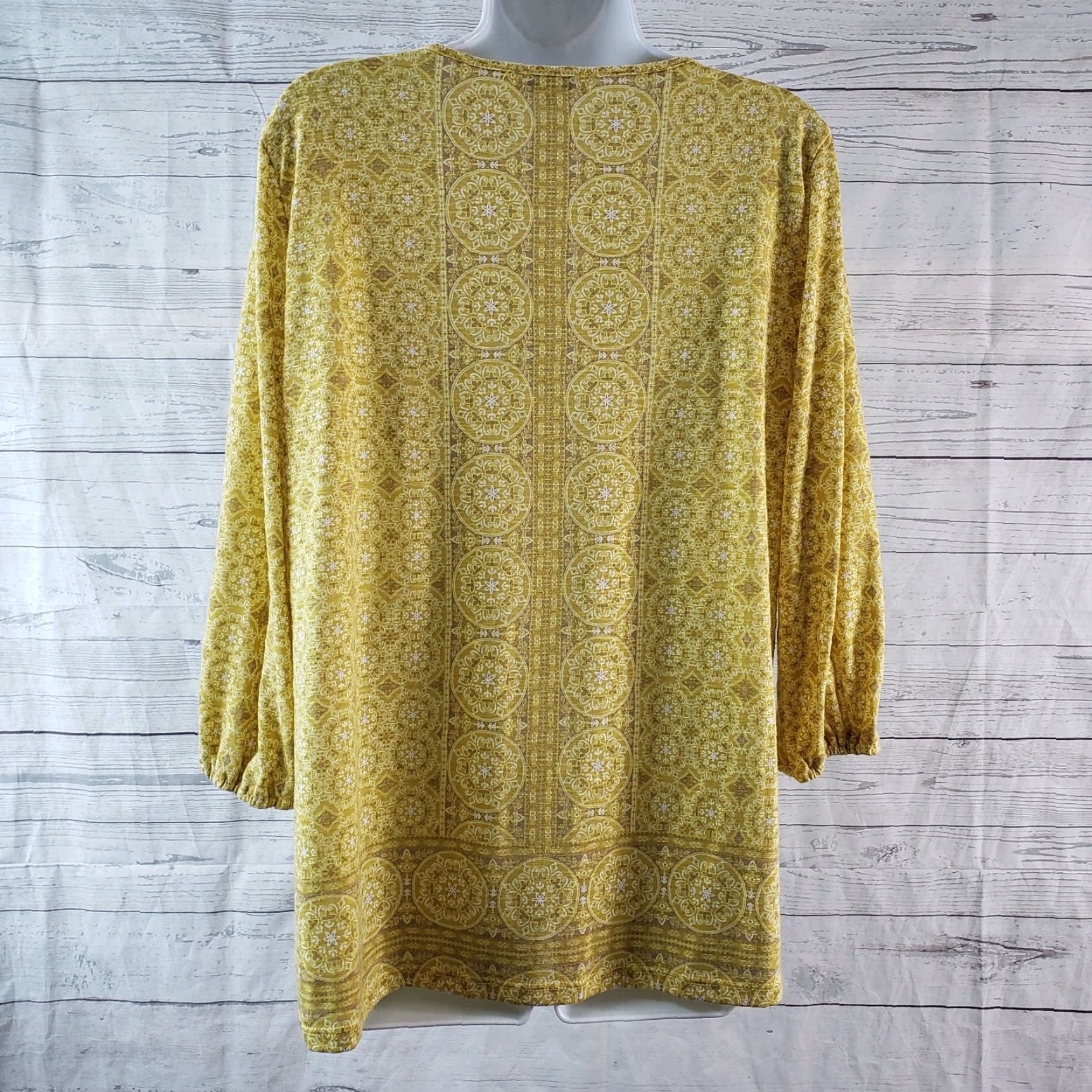 Vintage VINTAGE Rose + Olive Blouse 3/4 Sleeve Womens Large Yellow Brown Pullover Polyester Blend Shirt Womens Size L / US 10 / IT 46 - 4 Thumbnail