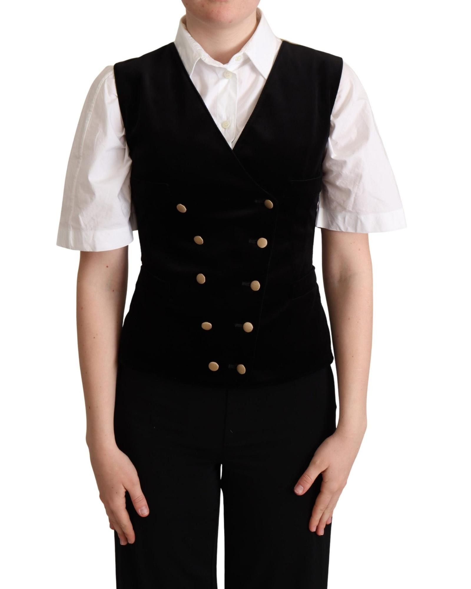 image of Dolce Gabbana Gorgeous Velvet Waistcoat Vest in Black, Women's (Size Small)