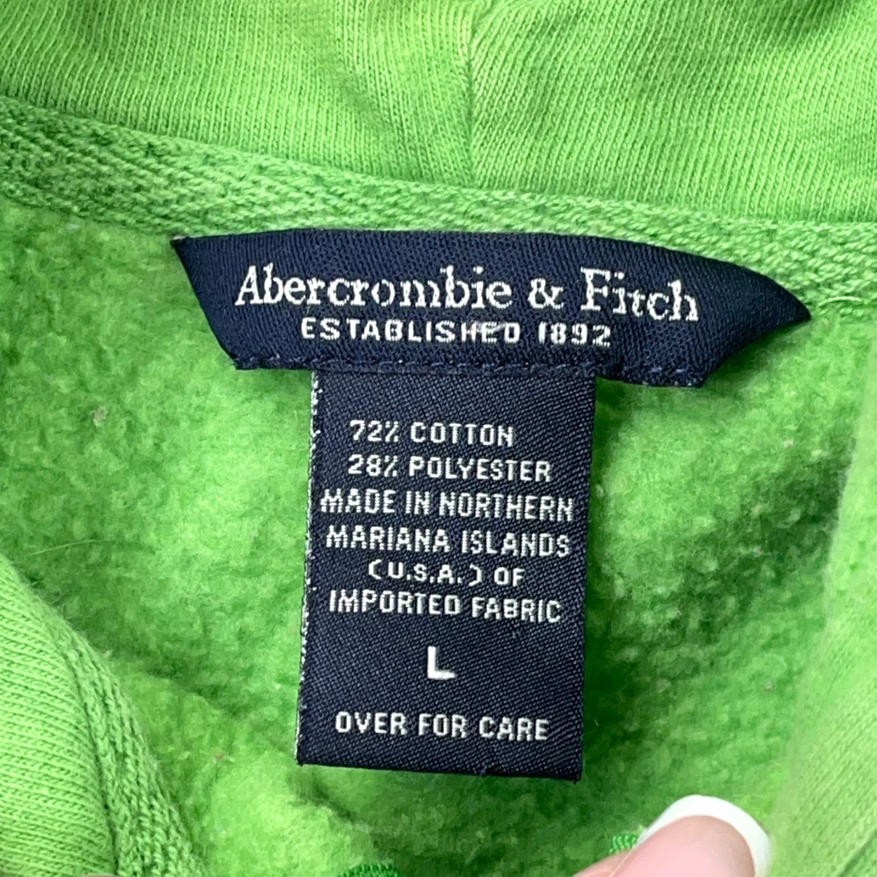 Abercrombie & Fitch VINTAGE Abercrombie & Fitch Hoodie Women Large Lime Green Full Zip Jacket Size L / US 10 / IT 46 - 3 Thumbnail