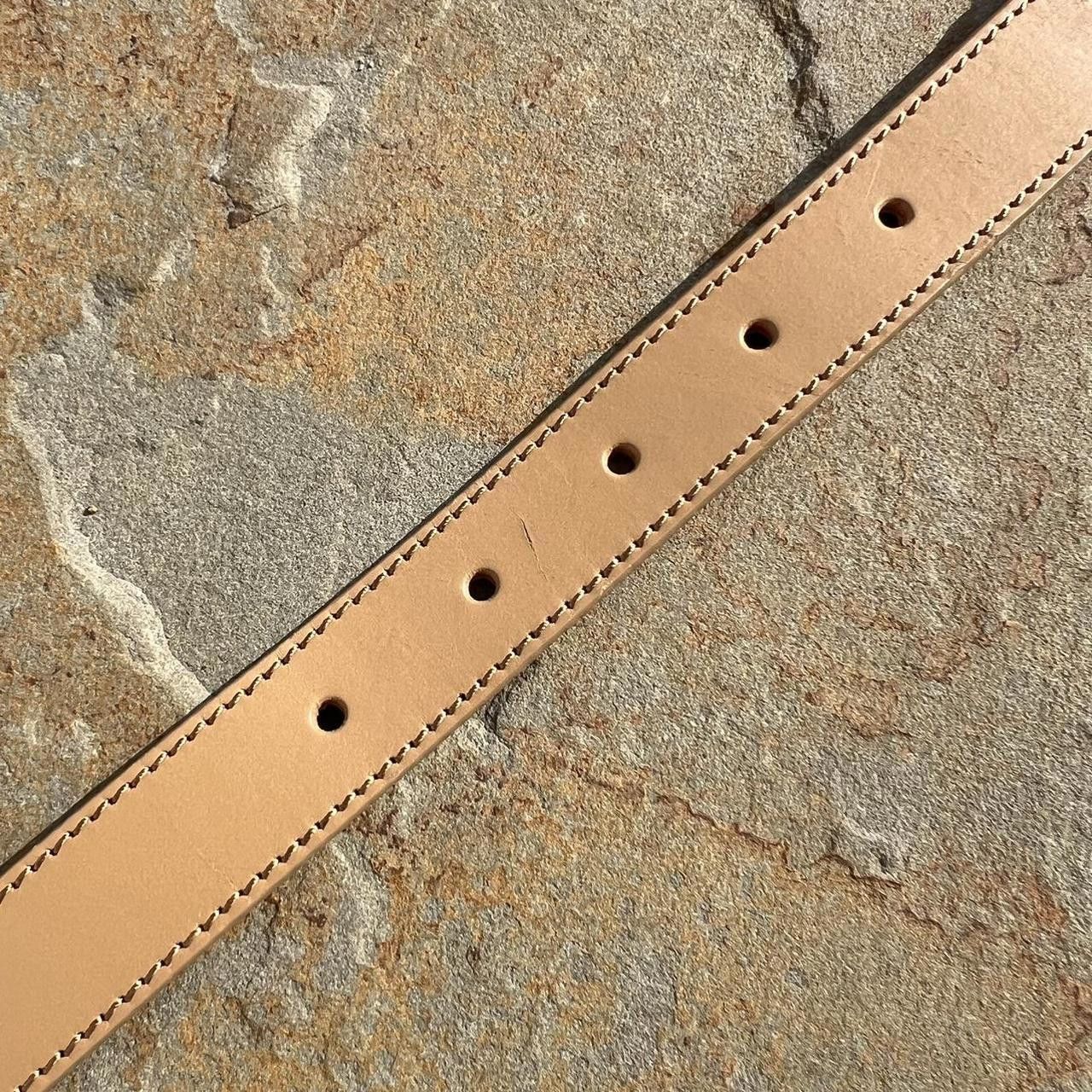 Designer NWT Orange Tan Navy Colorblock Leather Belt Made in Italy Size ONE SIZE - 6 Thumbnail