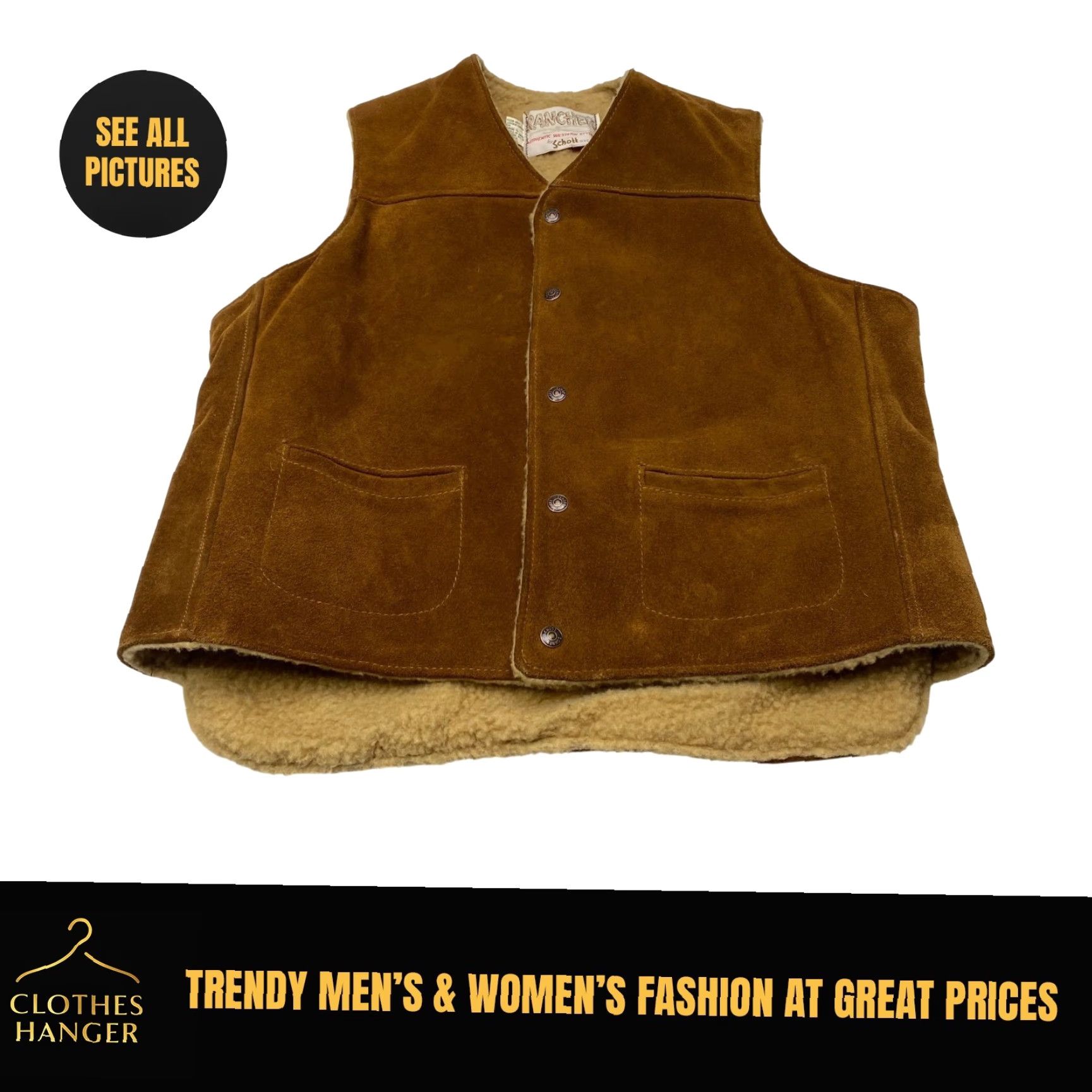 Schott VINTAGE Schott Bros Rancher Vest Mens XL Suede Sherpa Lined Western 70s Biker Size US XL / EU 56 / 4 - 2 Thumbnail