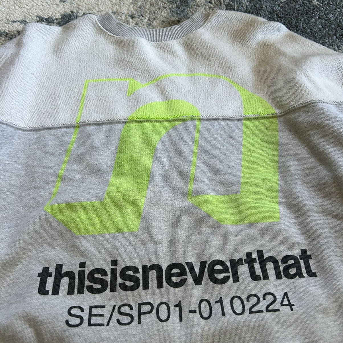 thisisneverthat 2019 SE/SP01-010224 tnt heather ash grey patchwork crewneck Size US M / EU 48-50 / 2 - 5 Thumbnail