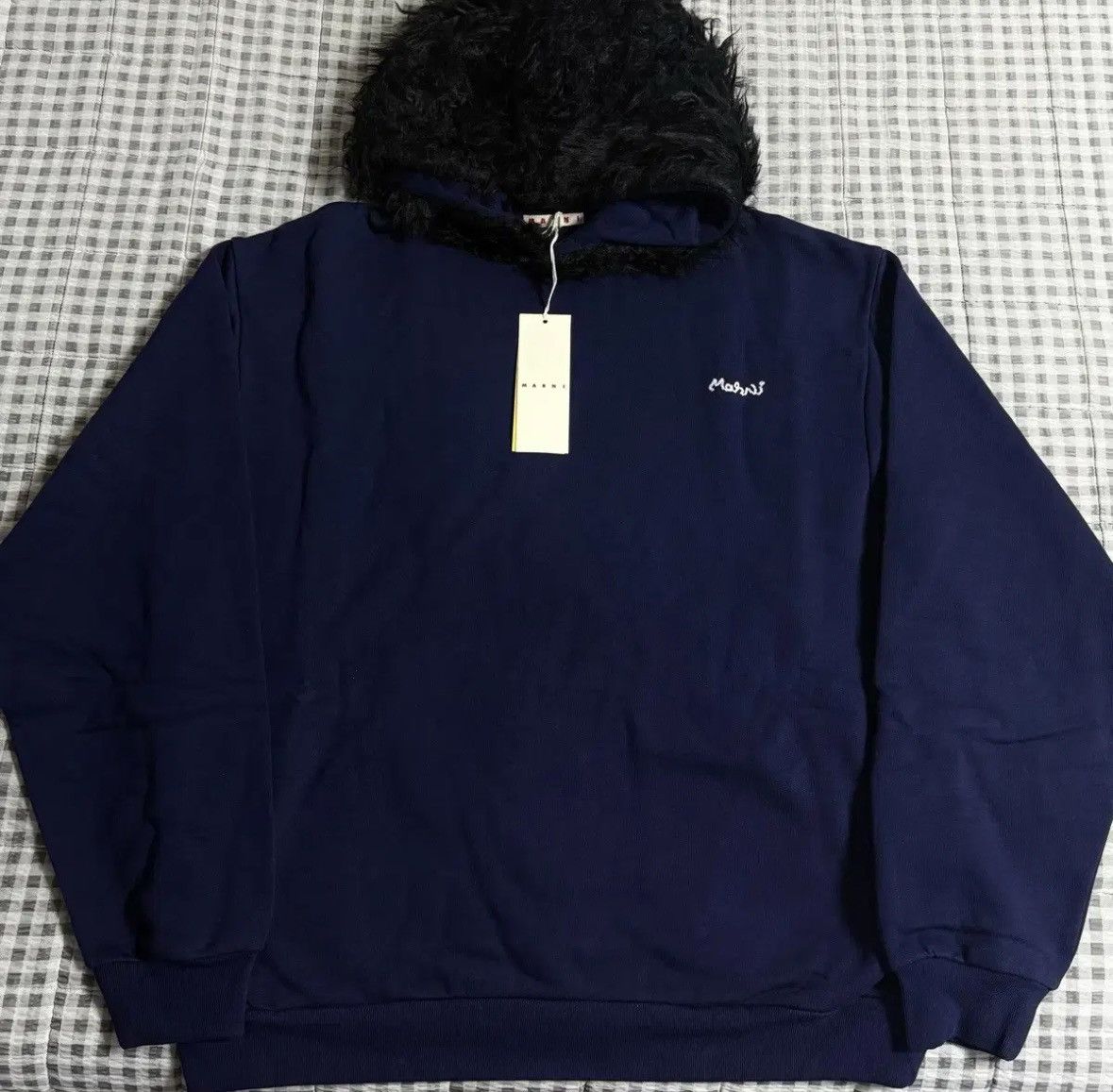 Marni [50]Marni Navy Faux Fur Hoodie Size US L / EU 52-54 / 3 - 5 Thumbnail
