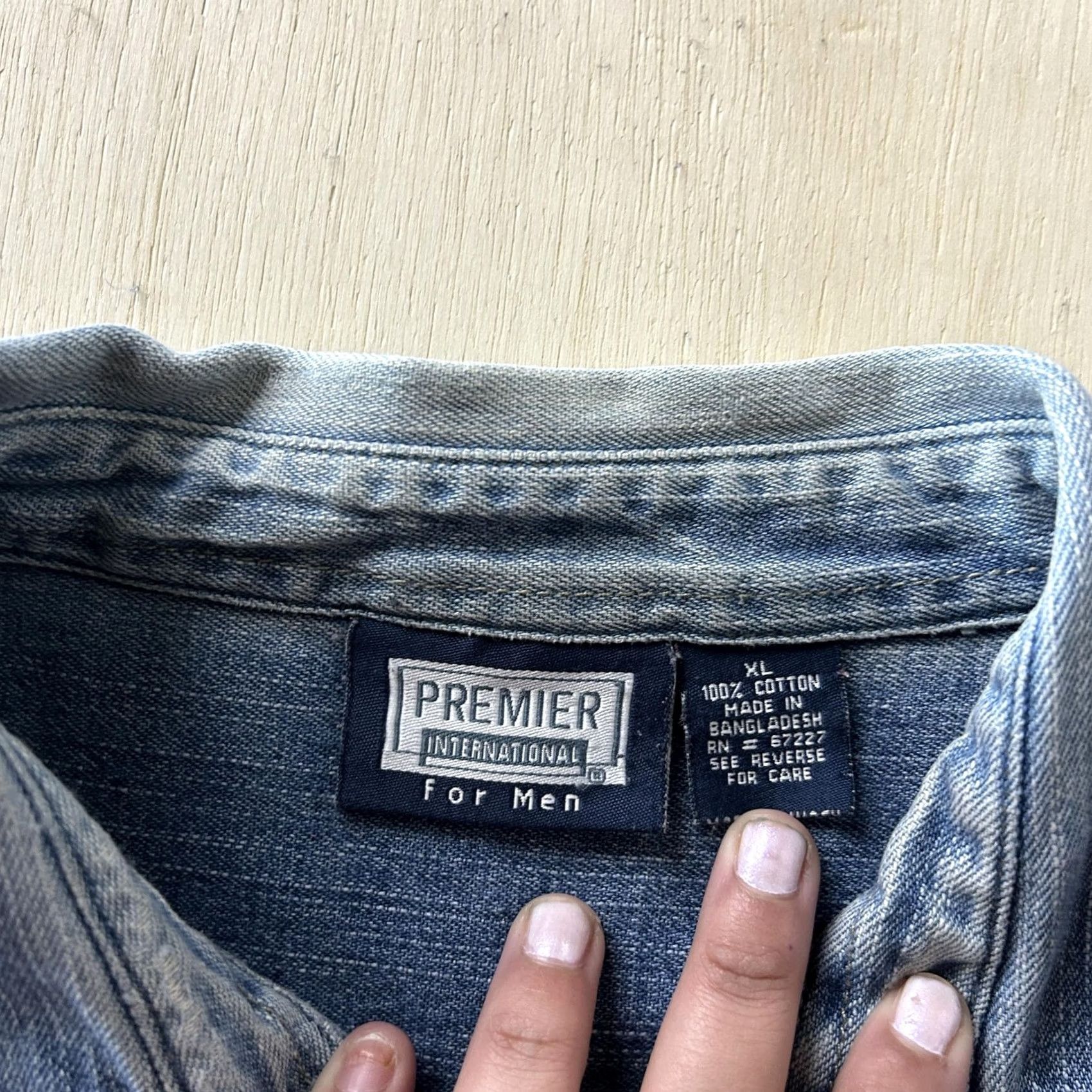 Denime VINTAGE Premier Denim Shirt Mens XL Blue Long Sleeve Button-Up Workwear Size US XL / EU 56 / 4 - 2 Thumbnail