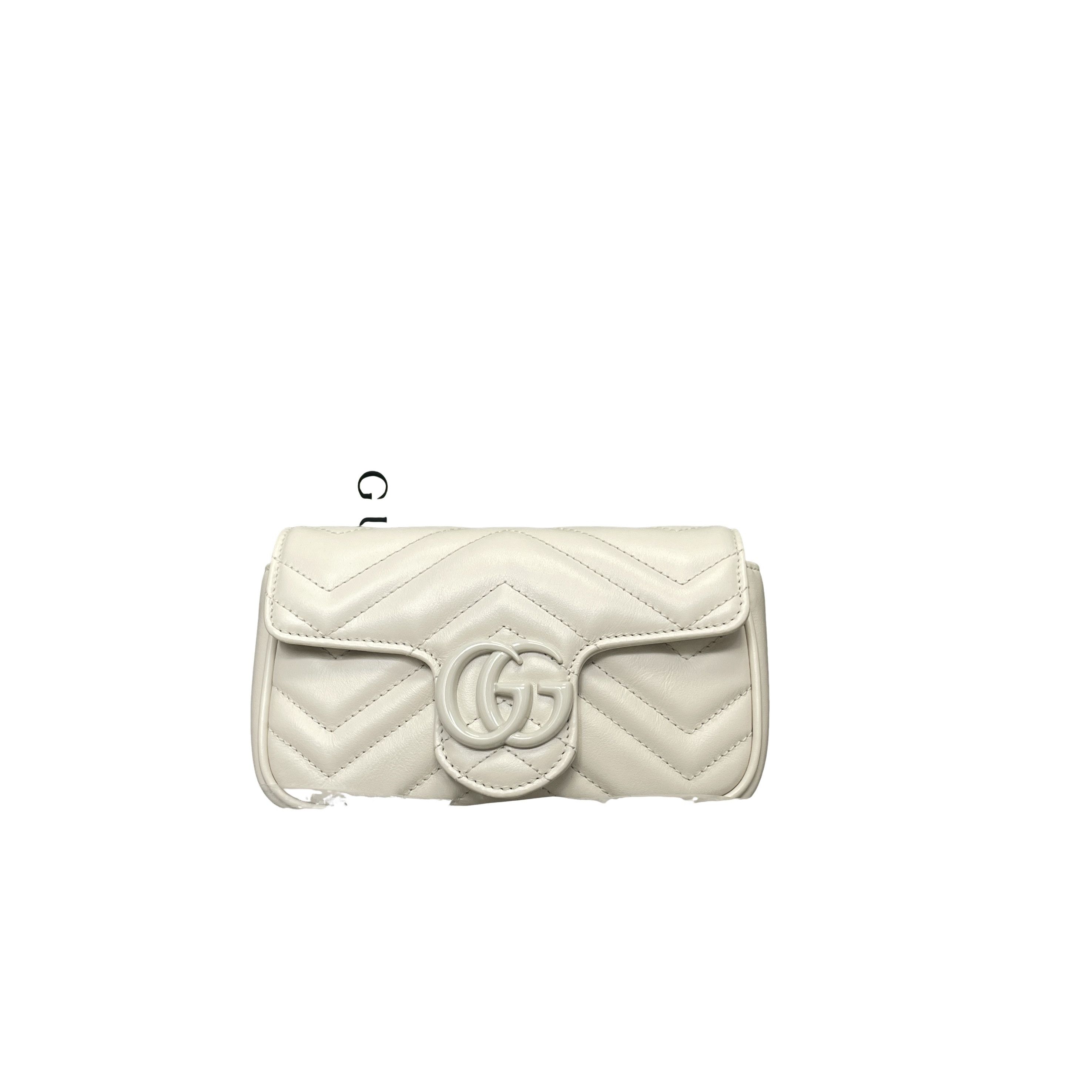 Gucci Gucci White GG Marmont Mini Leather Chain Bag Size ONE SIZE - 1 Thumbnail