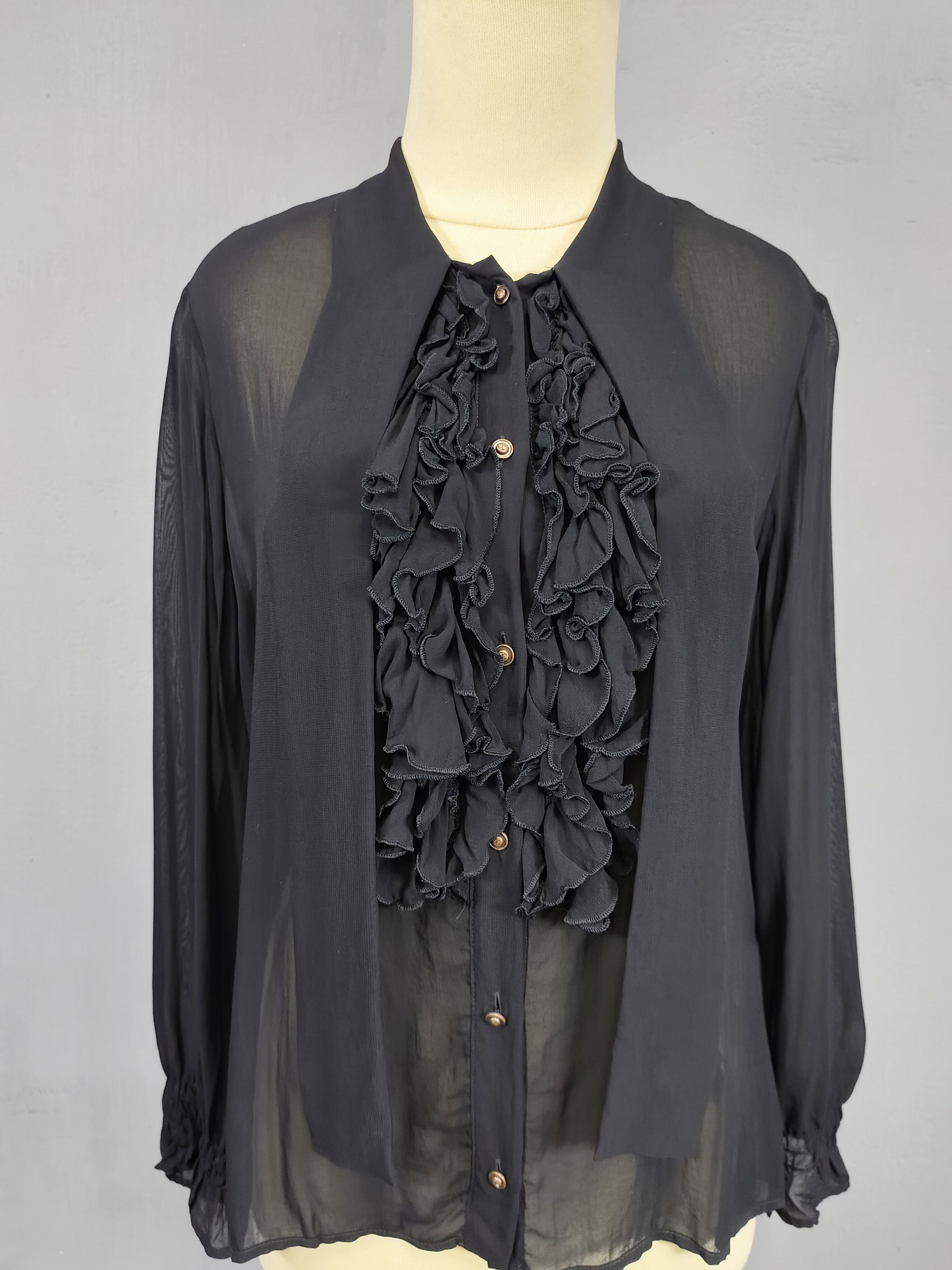 Just Cavalli Just Cavalli- Frill Romantic Sheer Ruffle Gothic Blouses Size L / US 10 / IT 46 - 9 Thumbnail