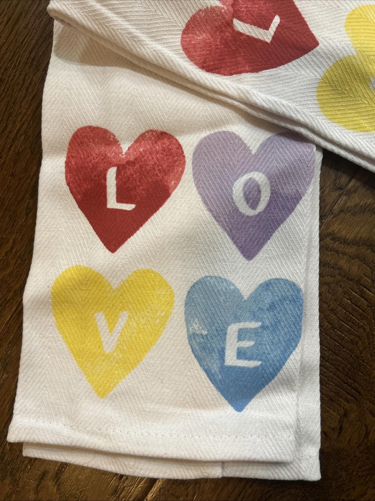 Designer Mainstay Kitchen Towels Set Of Two Love Hearts Boho 15"x25" Size ONE SIZE - 4 Thumbnail