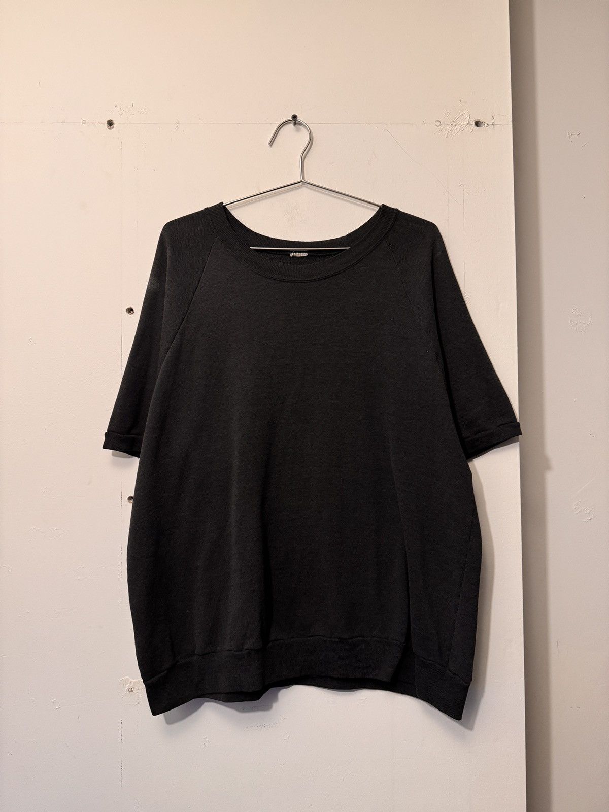 Image of Vintage Faded Raglan Short Sleeve Crewneck in Black, Men's (Size XL)