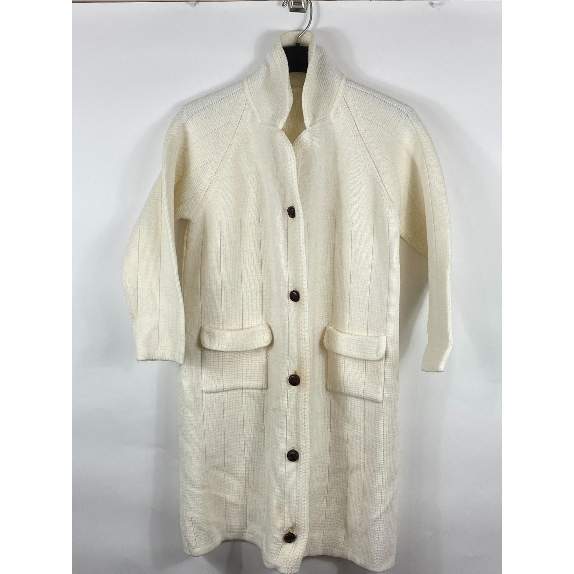 Other × Vintage Vintage Unbranded Knitted Long Cardigan Sweater Off-White (S Size US M / EU 48-50 / 2 - 1 Thumbnail
