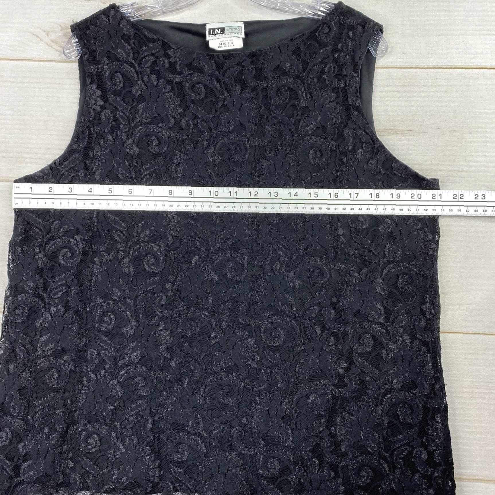 Vintage VINTAGE IN Studio Tank Womens 2X Black Lace Cropped Y2K 90s Grunge Whimsigoth Camisole Shirt Size XXL / US 16-18 / IT 52-54 - 6 Thumbnail