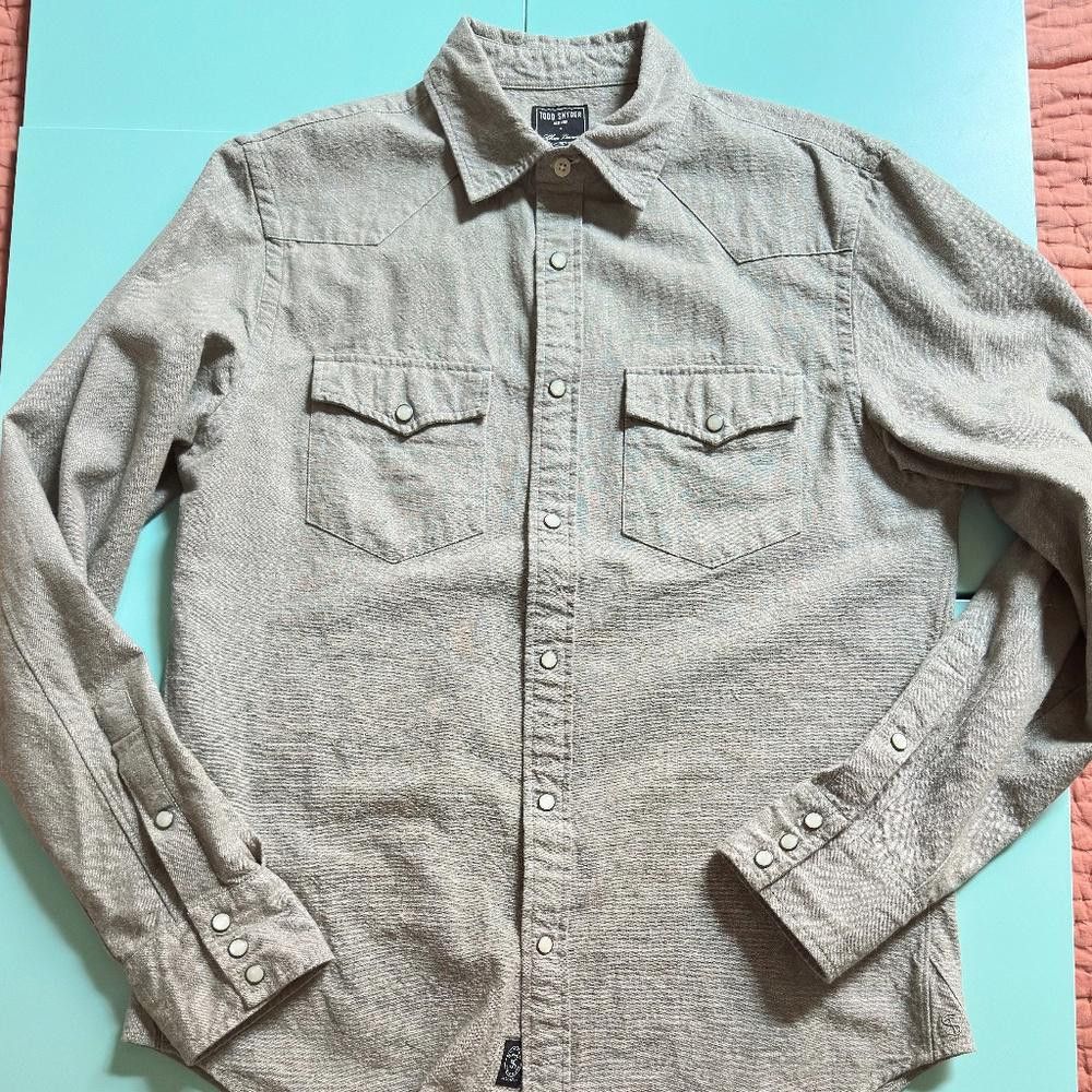 Todd Snyder Todd Snyder X Three Looms Size Small Grey Pearl Snap Shirt Size US S / EU 44-46 / 1 - 1 Thumbnail