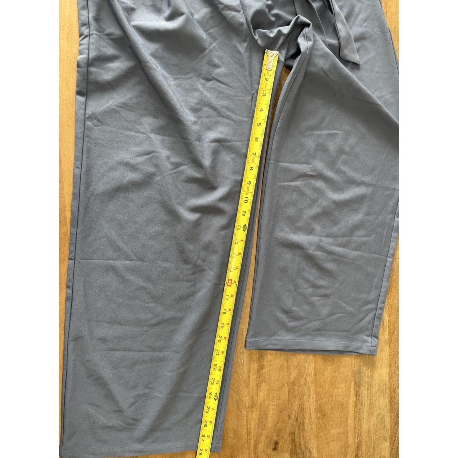 Vintage Grace Karin Palazzo Pants Wide-Leg Paperbag High Rise Women’s XL 32x28 Blue Polyester Blend Belted Pockets Gray? Size 40" / US 18 - 7 Thumbnail
