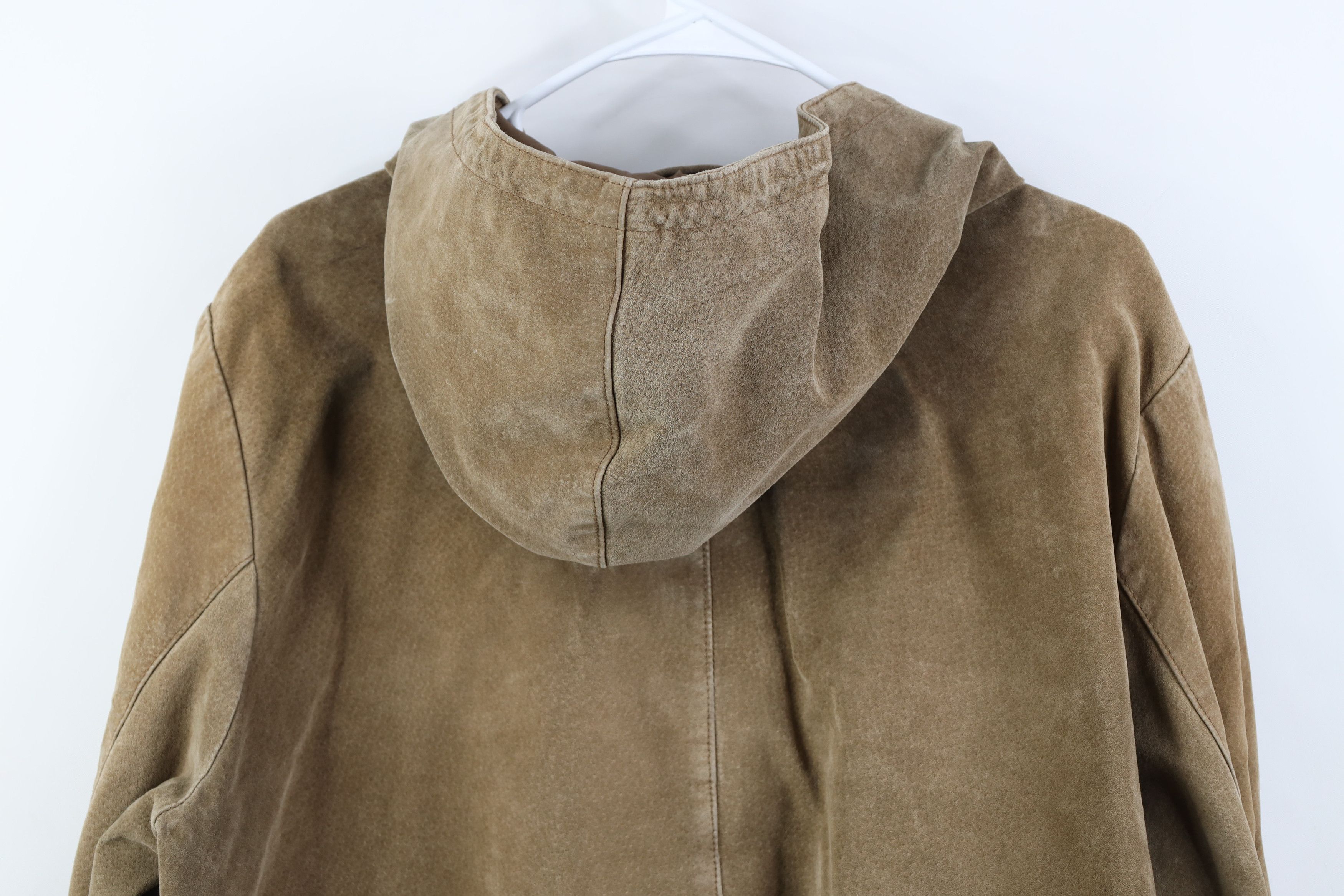 Vintage Vintage 90s Streetwear Babydoll Suede Leather Hooded Jacket Size XL / US 12-14 / IT 48-50 - 15 Thumbnail