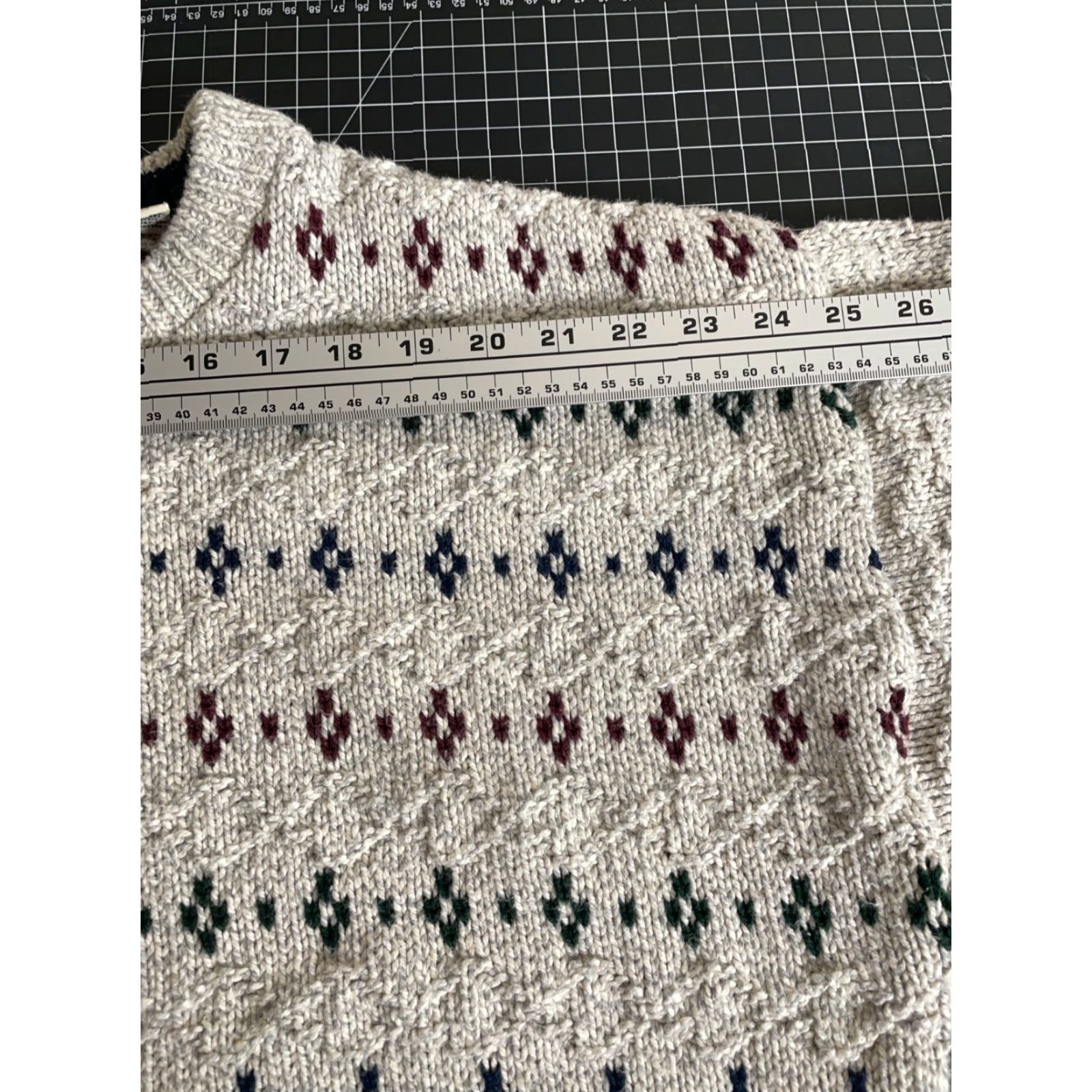 Vintage VINTAGE Fieldmaster Chunky-Knit Geometric Pattern Sweater Adult Large Light Gray Cotton 90s Mens Size US L / EU 52-54 / 3 - 7 Thumbnail