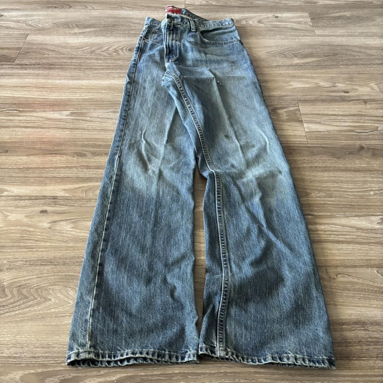 Japanese Brand Crazy Vintage Y2K/2000s Grunge Dark Wash Bootcut Denim Jeans! 36x34 Size US 36 / EU 52 - 3 Thumbnail