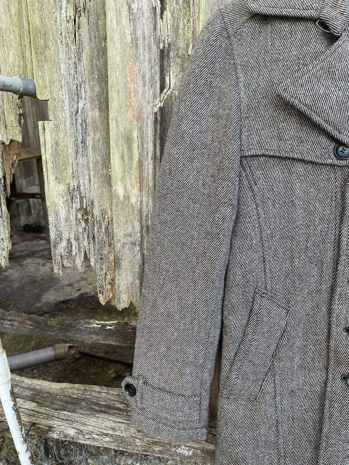 Michel Klein Klein Plus Homme Wool Peacoat - Herringbone Grey - Size 48 Size US M / EU 48-50 / 2 - 5 Thumbnail