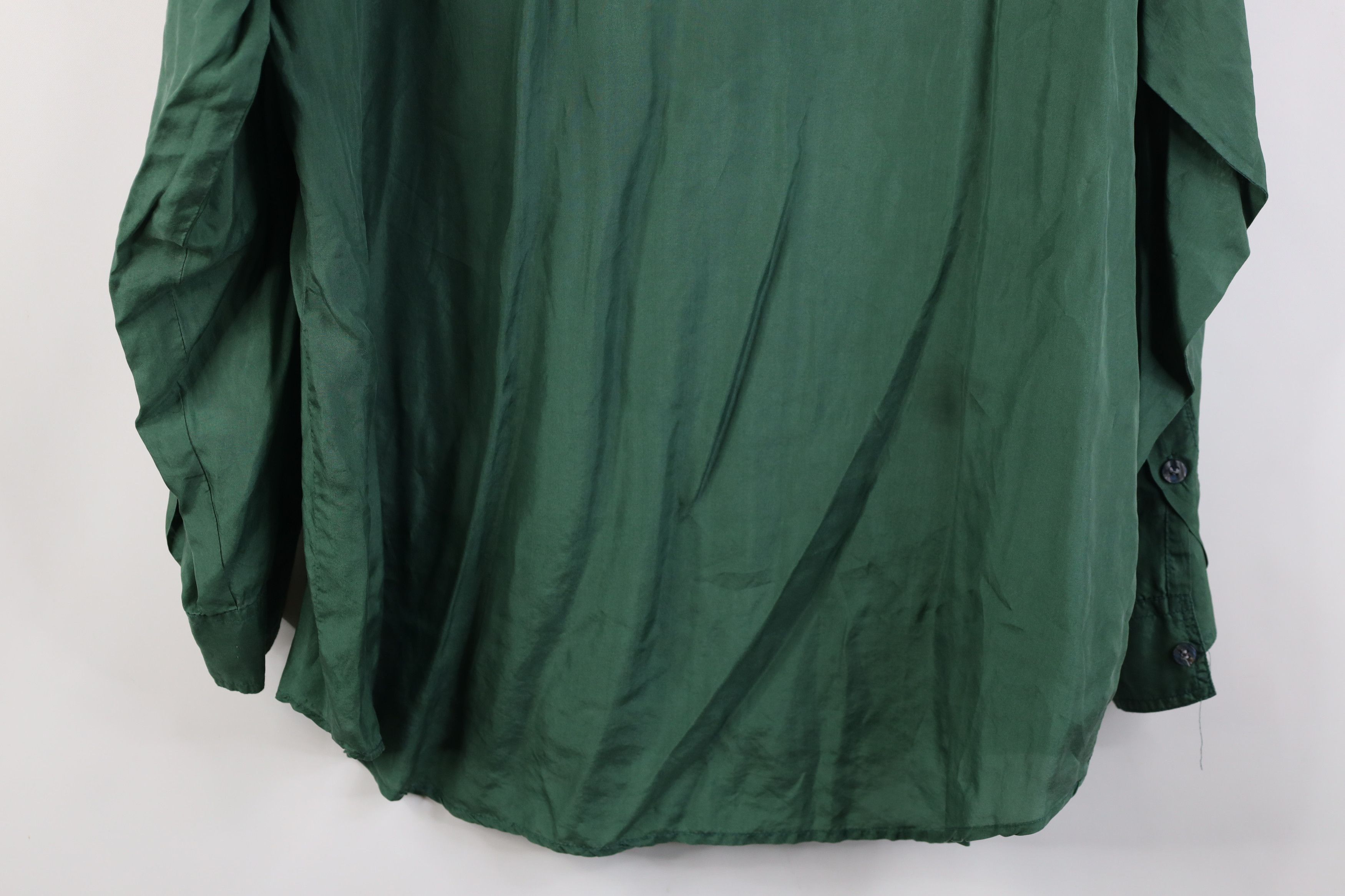 Vintage Vintage 90s Streetwear Lightweight Silk Button Shirt Green Size L / US 10 / IT 46 - 10 Thumbnail