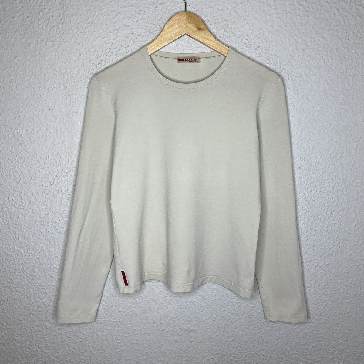 Designer × Prada Prada Milano Long Sleeve Tshirt Top Blouse Tee Off White Size M / US 6-8 / IT 42-44 - 1 Thumbnail