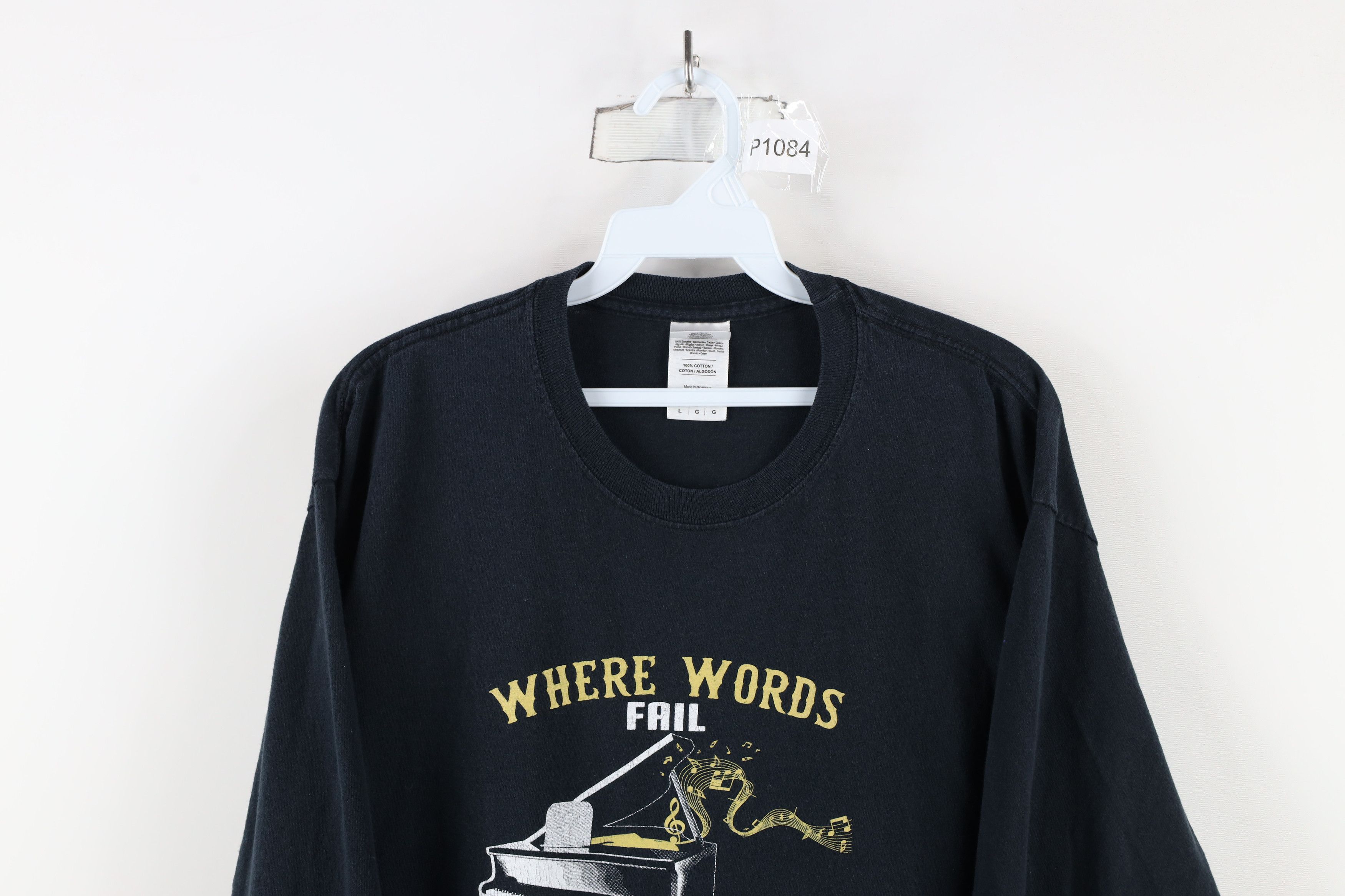 Vintage Vintage Spell Out Piano Speaks Musician Long Sleeve T-Shirt Size US L / EU 52-54 / 3 - 2 Thumbnail