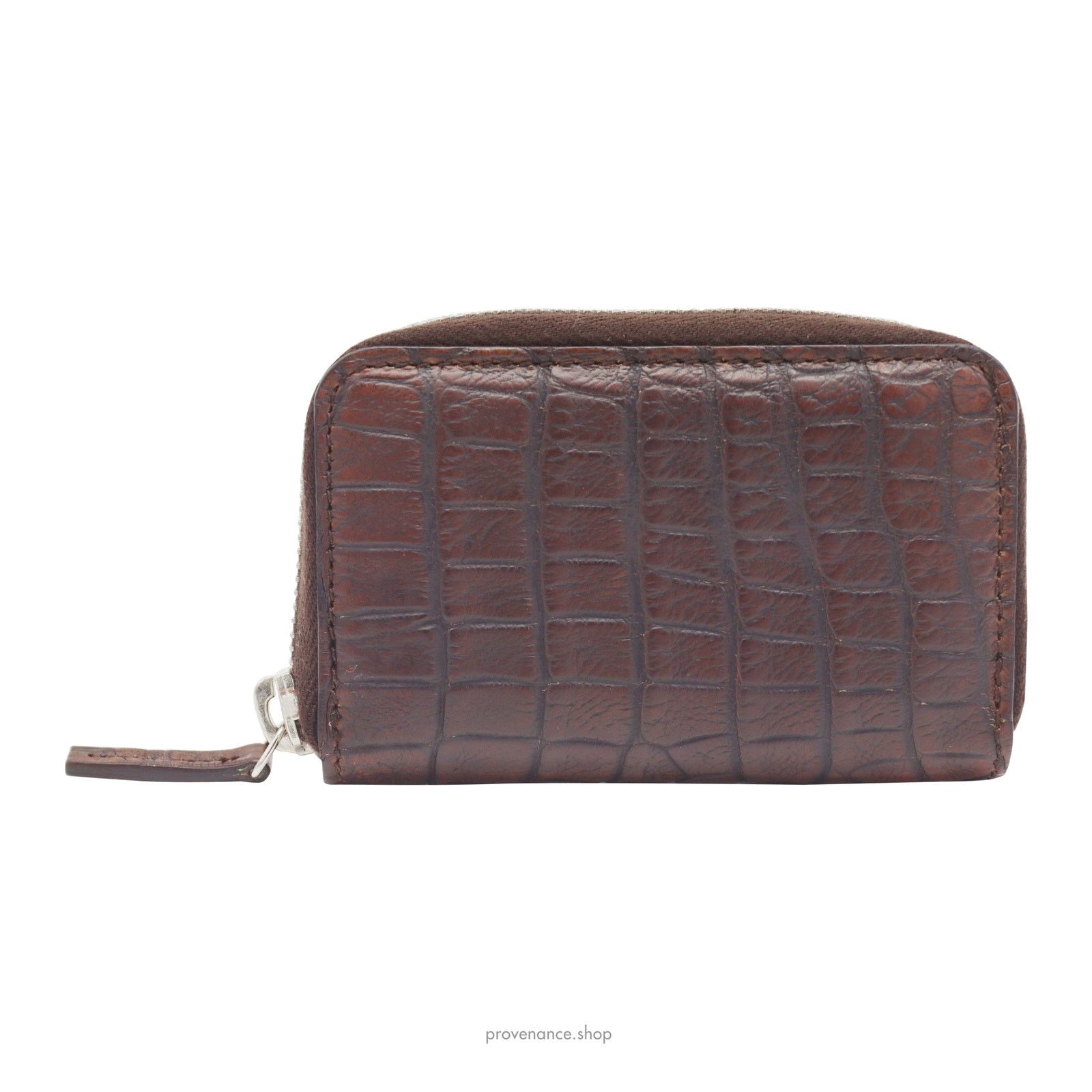 Gucci 🔴 Gucci Compact Zip Wallet - Chocolate Crocodile Leather Size ONE SIZE - 3 Thumbnail