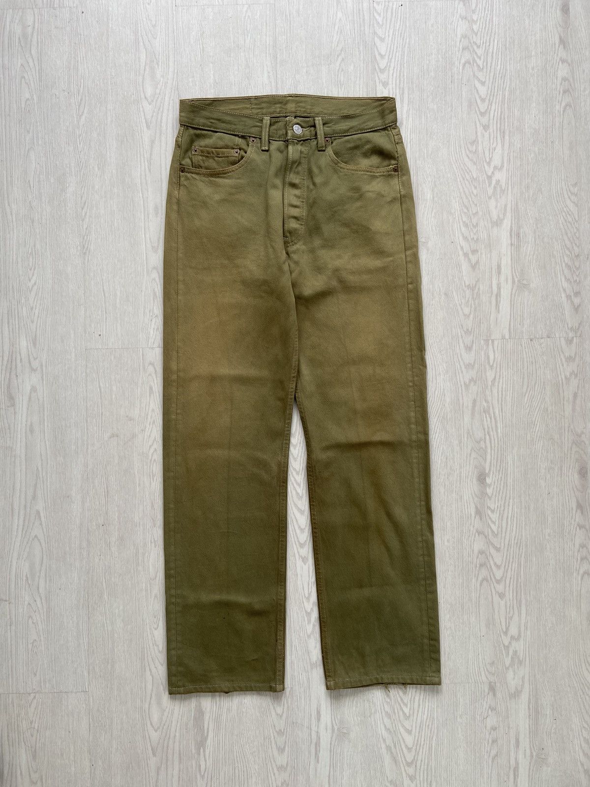 Levi's × Levi's Vintage Clothing Vintage 1990’s Levis 501 Button 520 Green Denim Pants Size US 30 / EU 46 - 1 Thumbnail