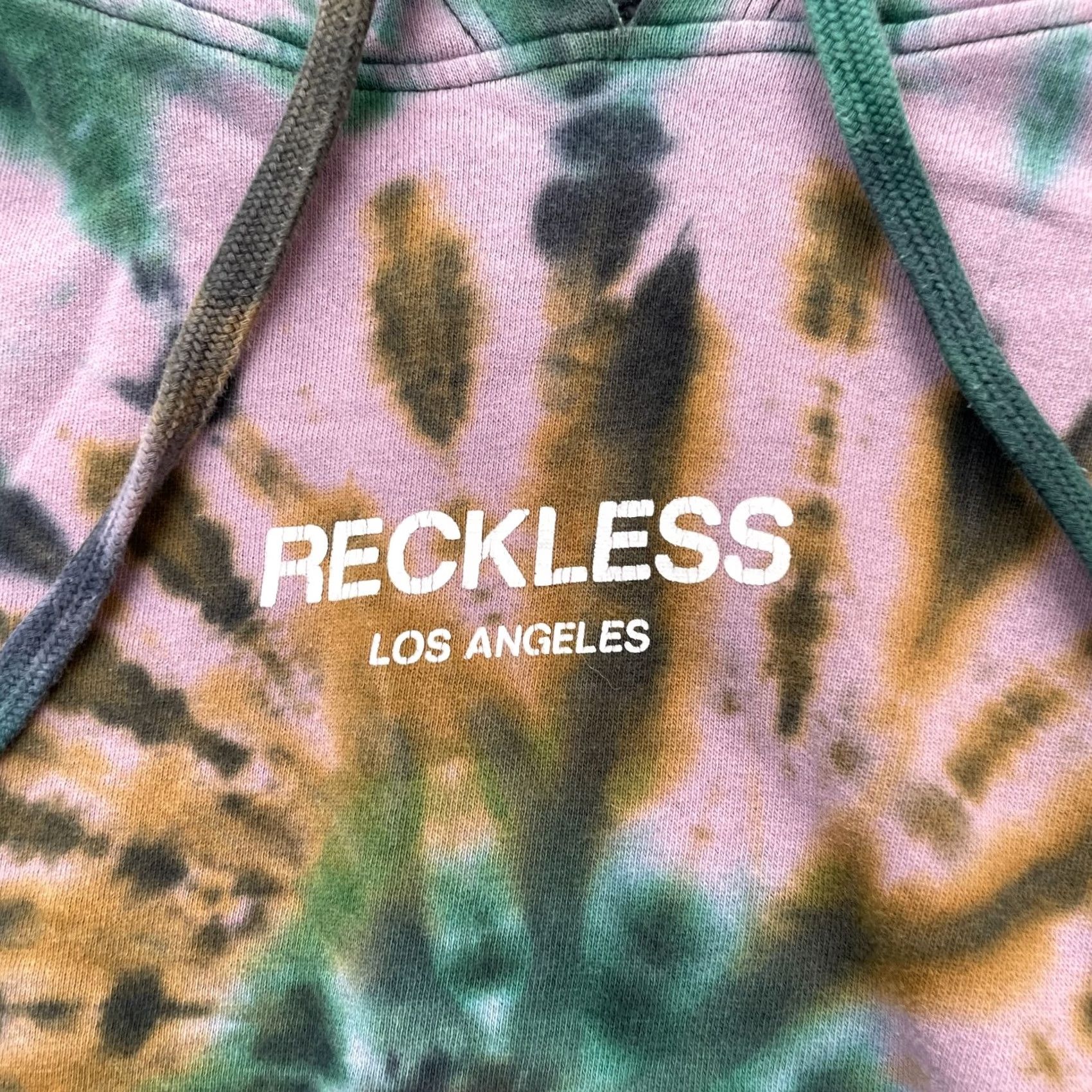 Pinko Young & Reckless Hoodie Mens Small Pink Tie Dye Fleece Lined Graphic Cotton Size US S / EU 44-46 / 1 - 5 Thumbnail