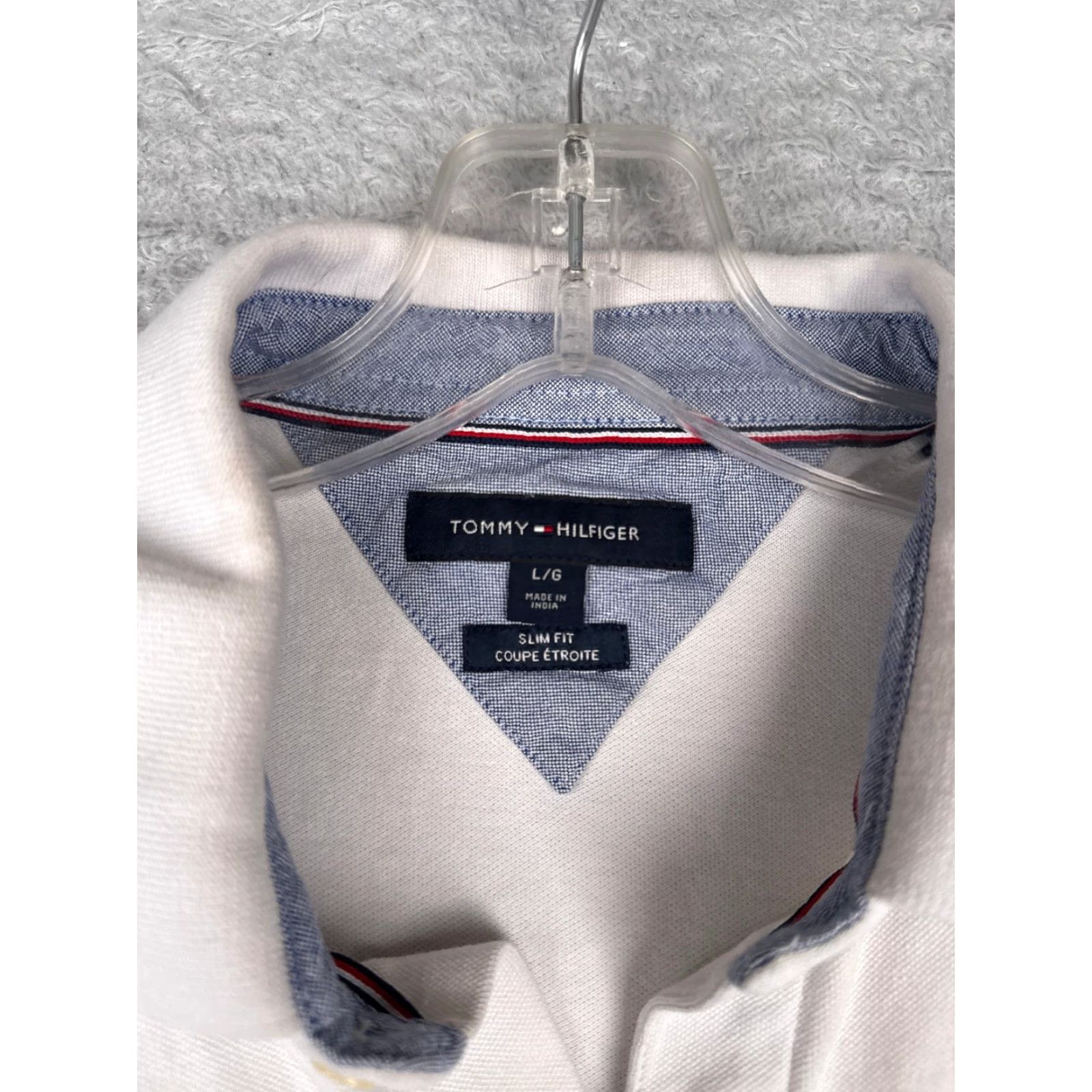 Tommy Hilfiger VINTAGE Tommy Hilfiger Polo Shirt Men Large White Cotton Blend Short Sleeve Slim READ Size US L / EU 52-54 / 3 - 7 Thumbnail