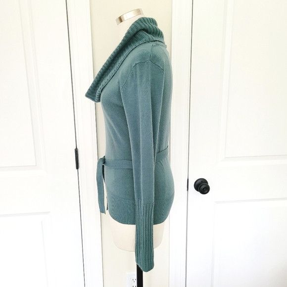 Macys Juniors' Hooked Up By IOT Teal Cowlneck Belted Sweater Size M / US 6-8 / IT 42-44 - 6 Thumbnail