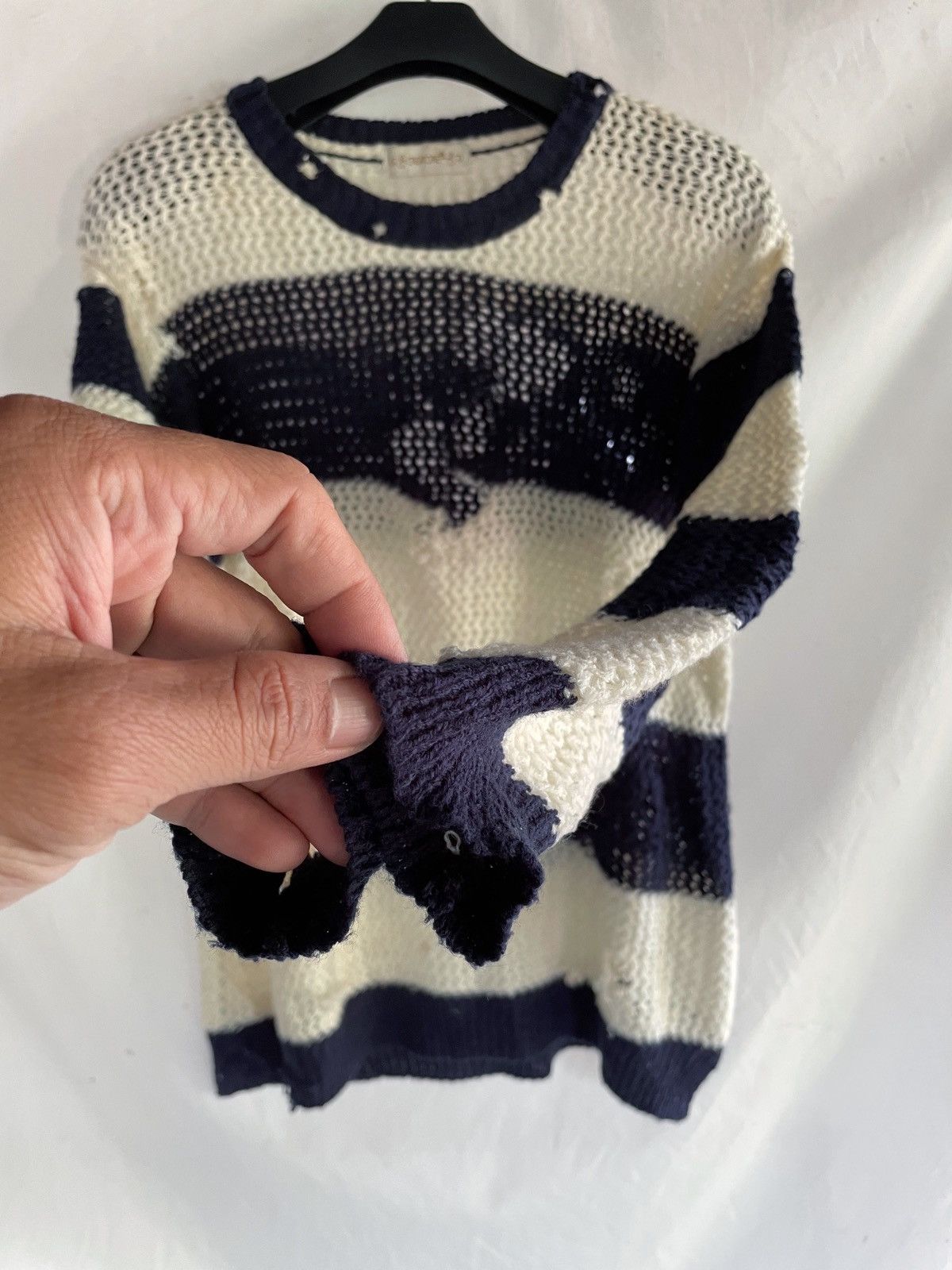 Yasuyuki Ishii JAPANESE DISTRESSED CREATORE STRIPED KNIT Size US S / EU 44-46 / 1 - 6 Thumbnail