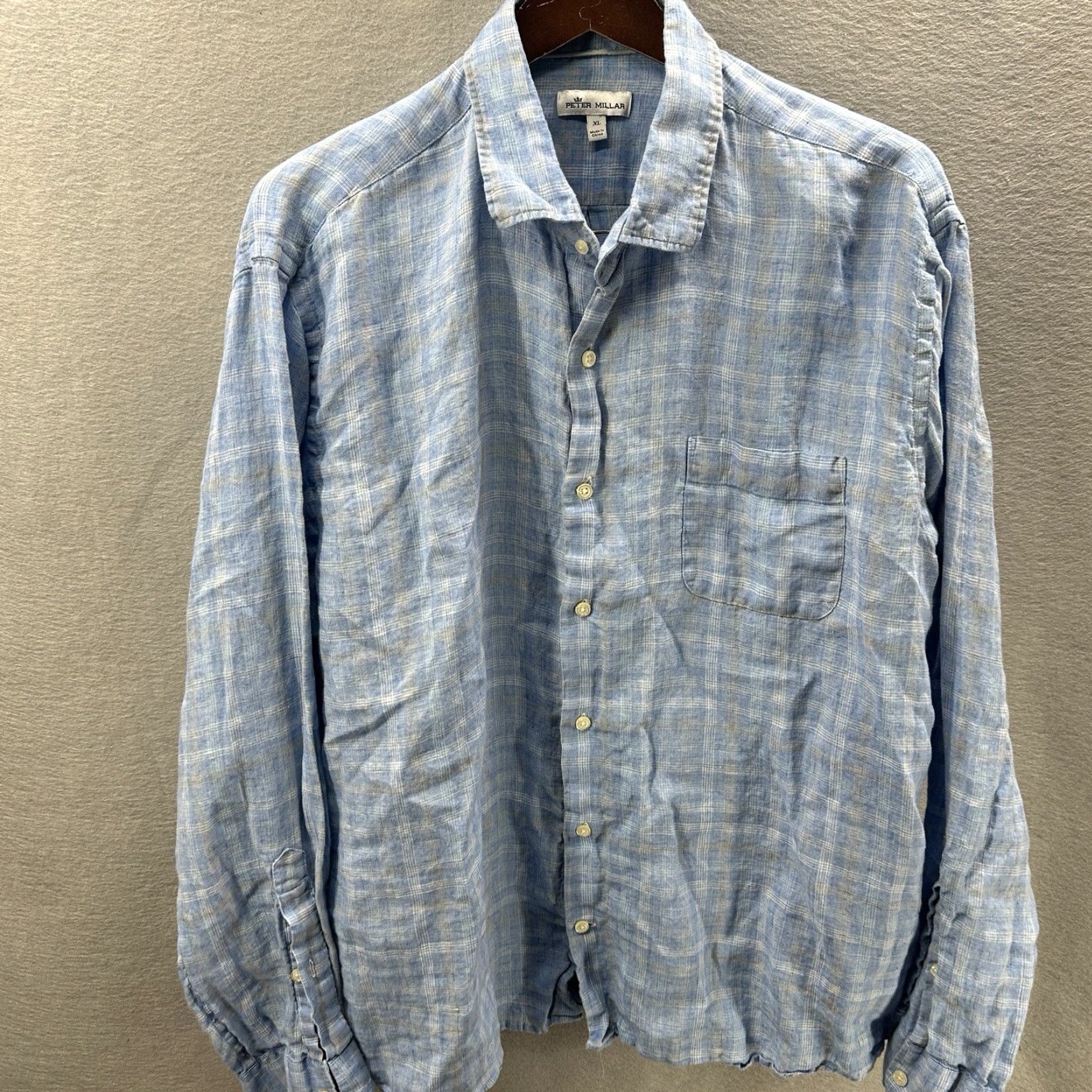 Peter Millar Vintage Peter Millar Men's Dress Shirt XL Blue Linen Button-Down Preppy Casual Size US XL / EU 56 / 4 - 2 Thumbnail