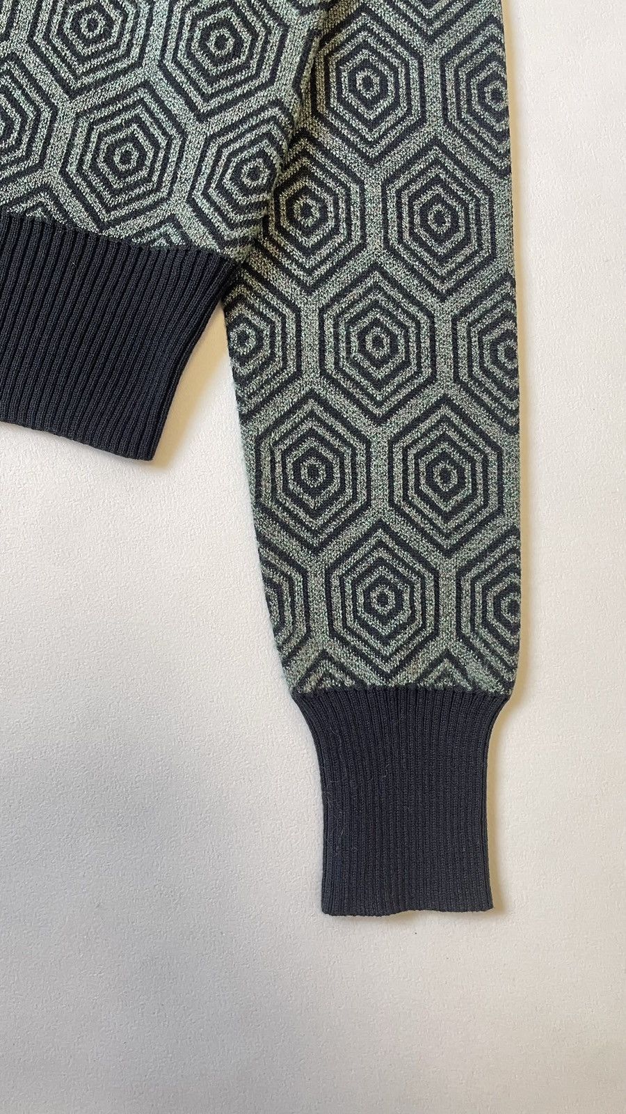 Dries Van Noten Metallic Green Geometric Patterned Zip Cardigan Size S / US 4 / IT 40 - 6 Thumbnail