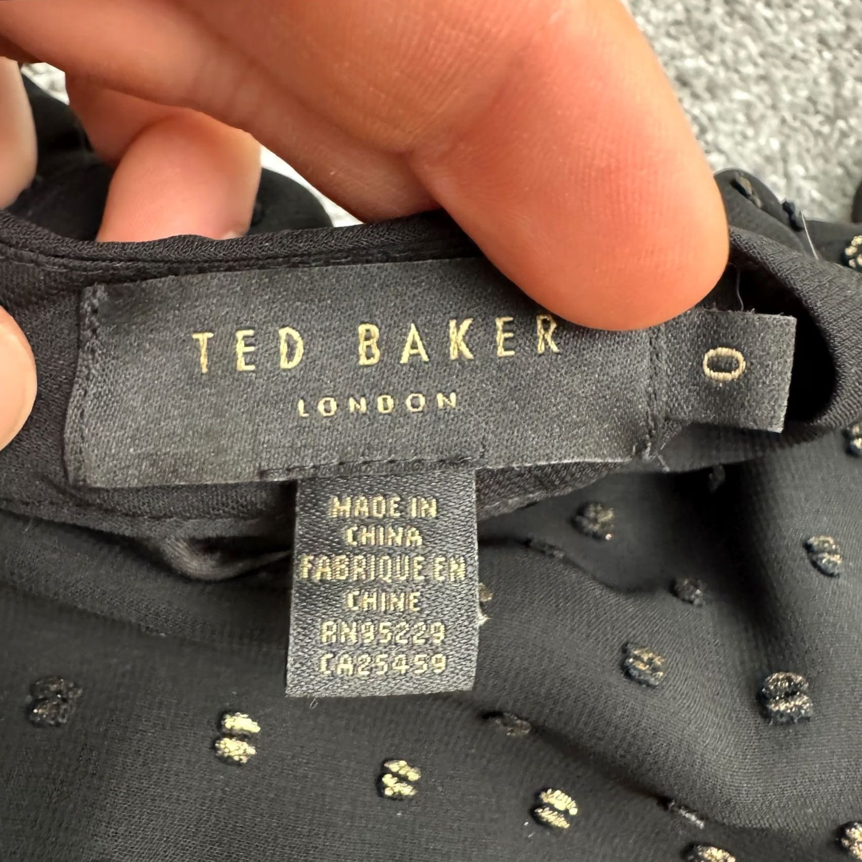 Ted Baker Ted Baker London Rebkha Metallic Ruffle Midi Shift Dress Womens 0 Black Polka Size XS / US 0-2 / IT 36-38 - 5 Thumbnail