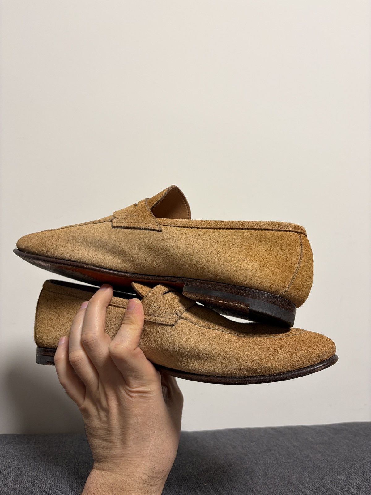 Santoni Santoni Suede Beige Loafers Size US 6.5 / EU 39-40 - 20 Thumbnail