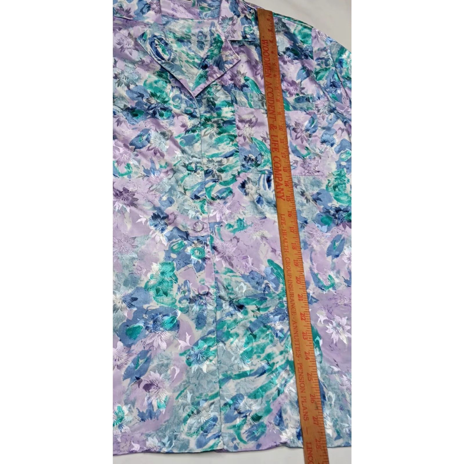Vintage VINTAGE Linda Hartman Intimates Sleep Shirt Long Sleeve Floral Silk Rayon S Purple Blue Chest Pocket Shimmery 1980s 1990s Womens Size S / US 4 / IT 40 - 4 Thumbnail