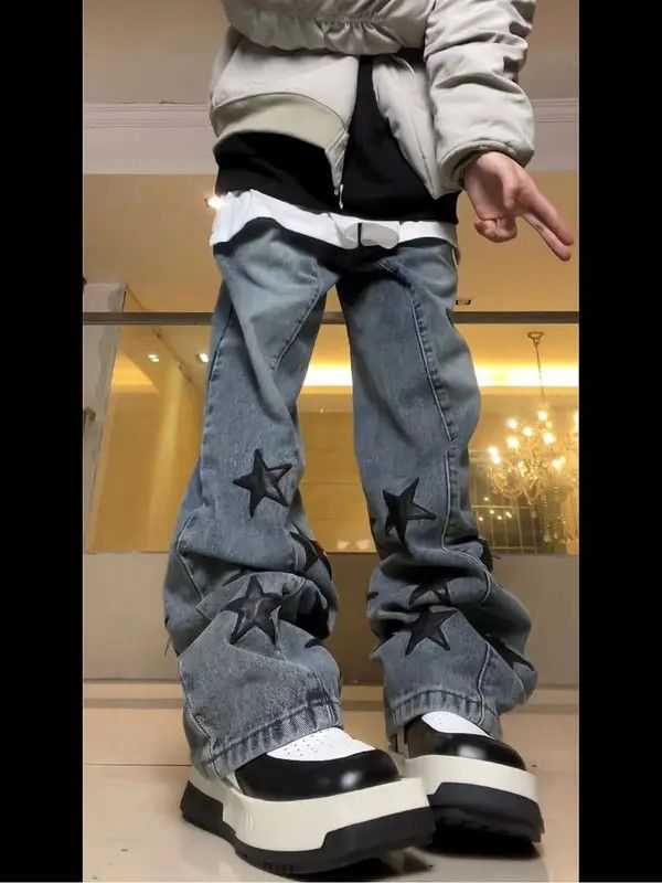Japanese Brand VIBE Street hip-hop five-pointed star skinned bootcut jeans Size US 34 / EU 50 - 4 Thumbnail