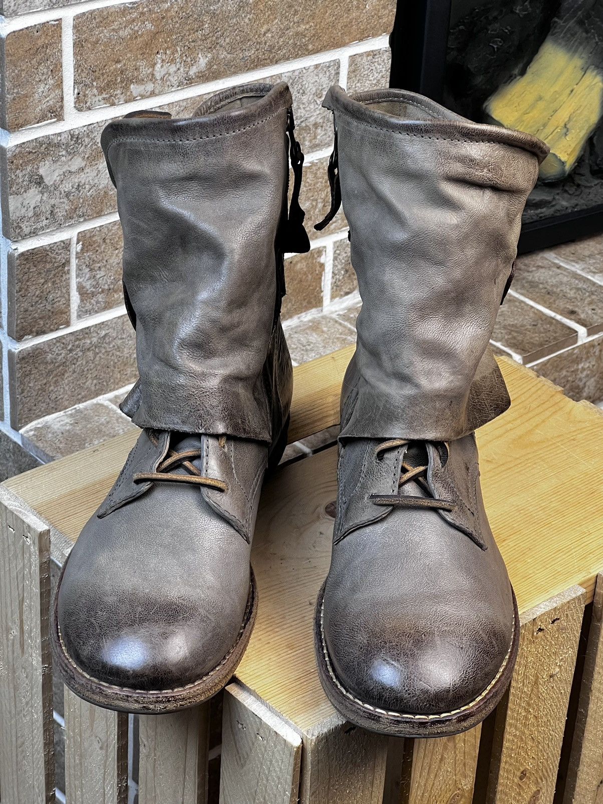 A.S.98 A.S.98. Airstep Grey Leather Biker Ankle Boots Size US 8 / IT 38 - 5 Thumbnail