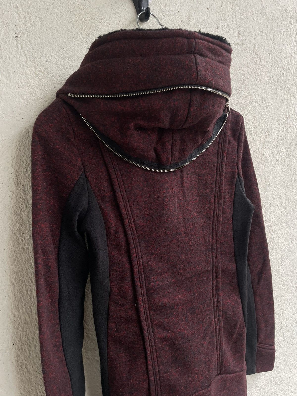 Undercover 2000s Egoist Fur Asymmetric Jacket Burgundy Gothic LGB ifsix Size US S / EU 44-46 / 1 - 9 Thumbnail
