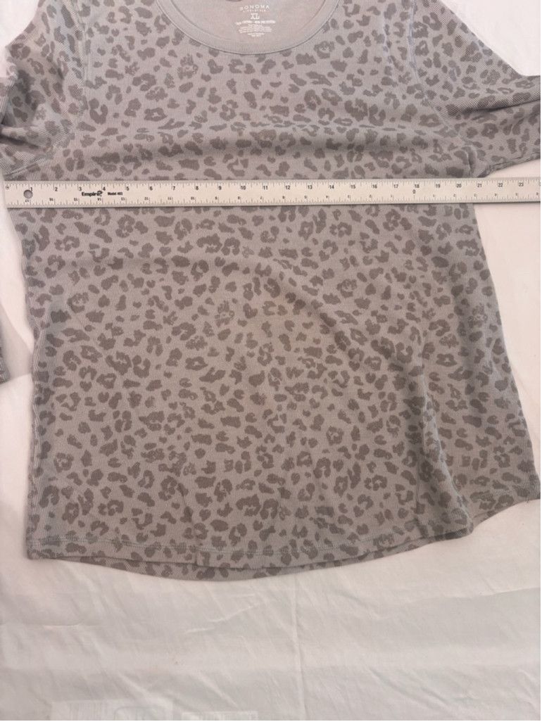 Sonoma Women's Sonoma Top XL Gray Leopard Print Long Sleeve Size XL / US 12-14 / IT 48-50 - 5 Thumbnail
