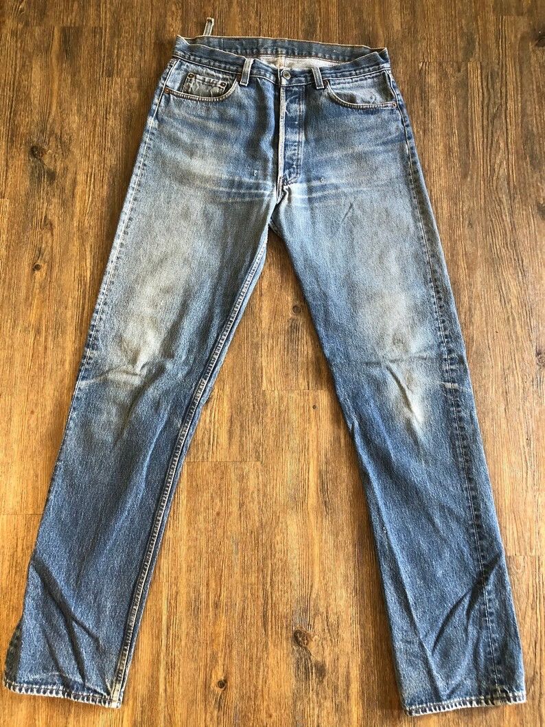 image of Levis x Levis Vintage Clothing Vintage 501 Levi's Natural Wear Light Wash Denim Jean Pants (Size 32
