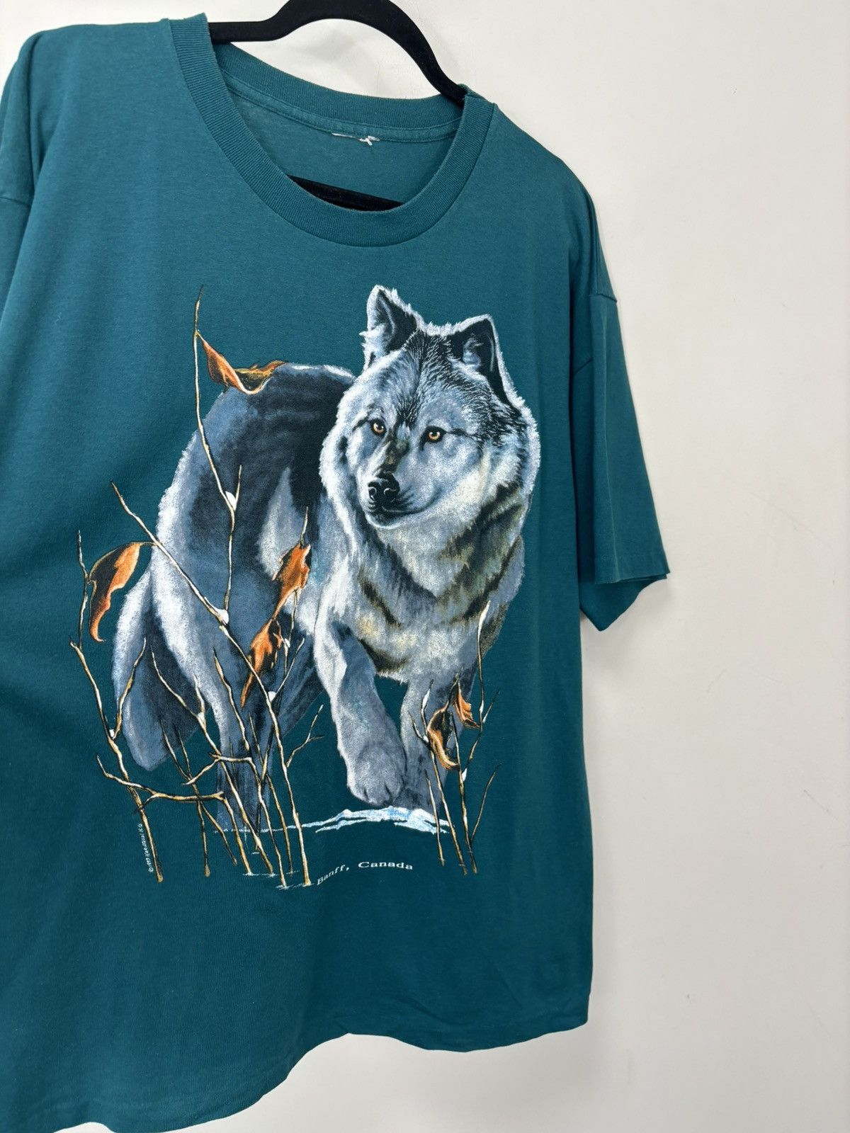 Vintage Vintage 1993 Wolf Animal Logo Banff Canada Single Stitch Tee Size US XL / EU 56 / 4 - 3 Thumbnail