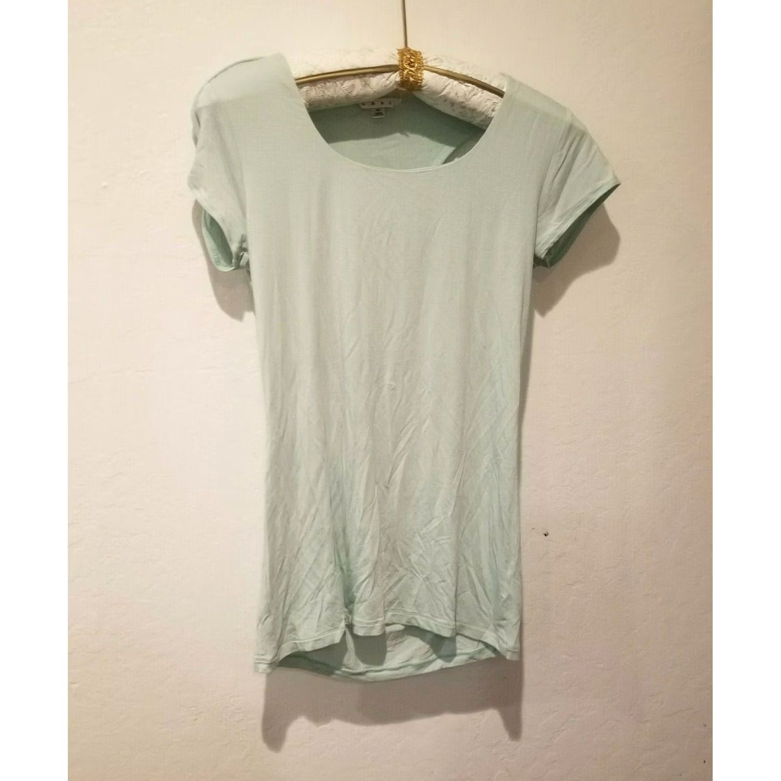 Vintage CAbi 382 Womens Flip It Tee Short Sleeve Top Size Medium Almond Green Shirt Womens Medium Green 90s (if applicable) Size M / US 6-8 / IT 42-44 - 2 Thumbnail