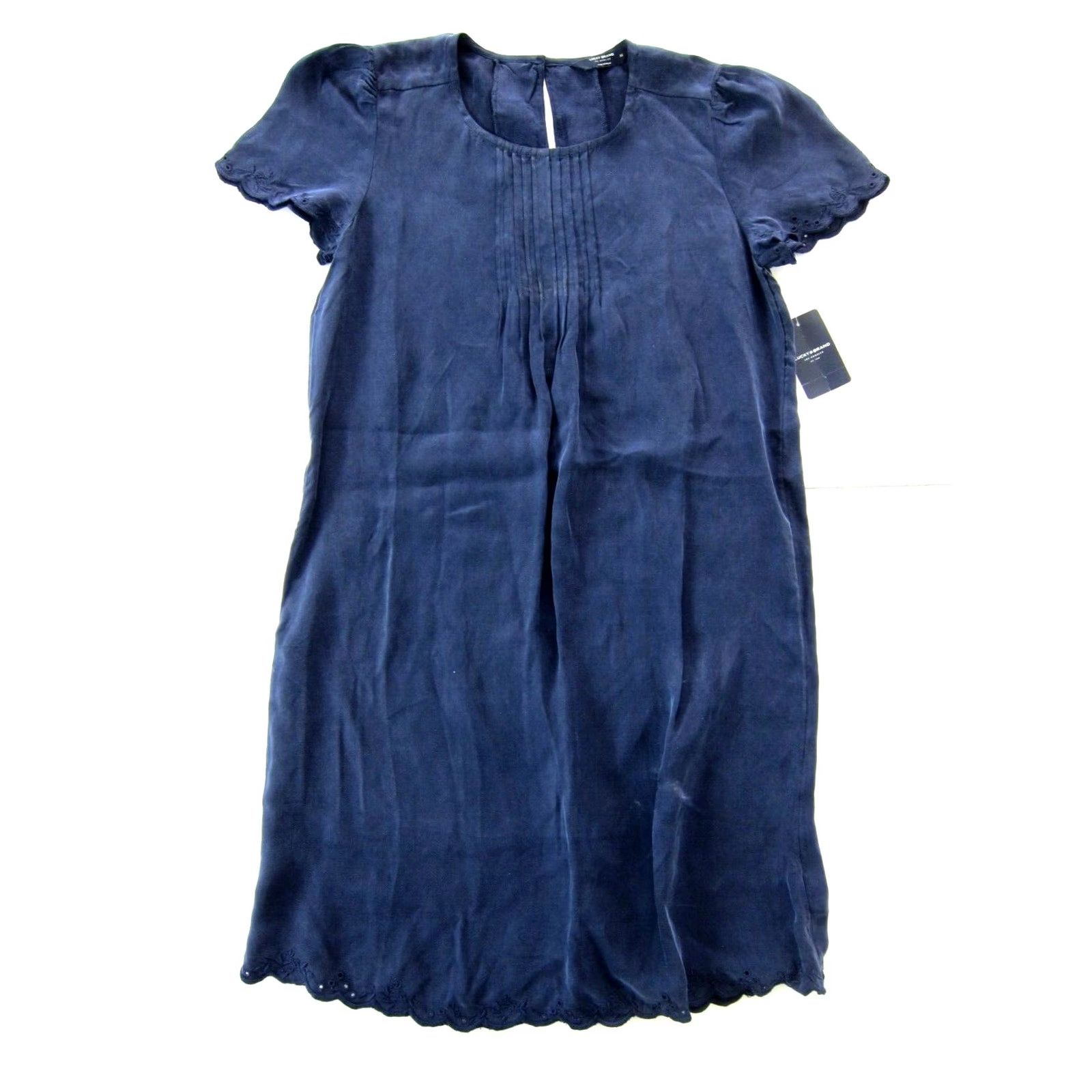 Lucky Brand NWT Lucky Brand Navy Blue 100% Rayon Short Sleeve Tunic Sheath Dress XS Size 26" / US 2 / IT 38 - 2 Thumbnail
