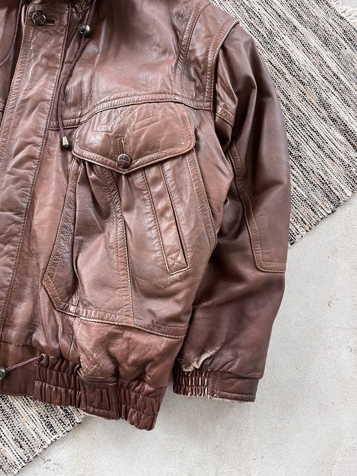 Genuine Leather Vintage Brown Leather Biker Bomber Jacket Avantgarde Y2K Size US L / EU 52-54 / 3 - 8 Thumbnail