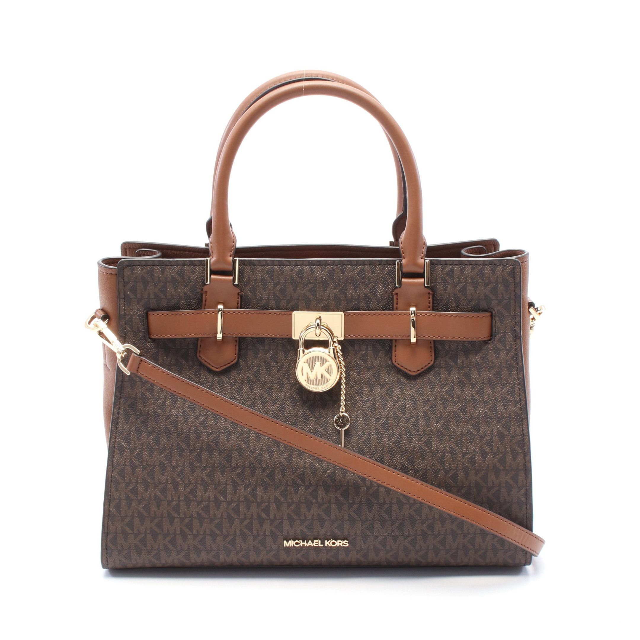 Michael Kors Hamilton Medium Satchel Handbag Leather Brown, Women's