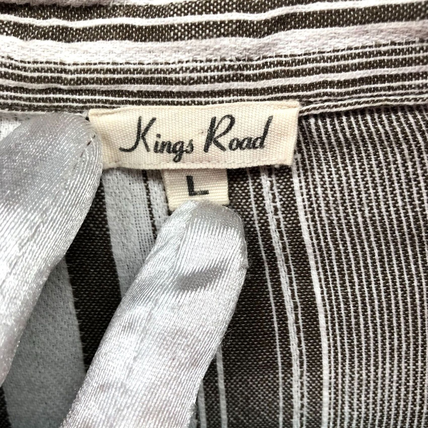 Vintage Kings Road Cotton Shirt Dress Womens L 3/4 Sleeve Brown White Striped Zip Shirt Dress Women L Brown White Striped Zip Size L / US 10 / IT 46 - 5 Thumbnail