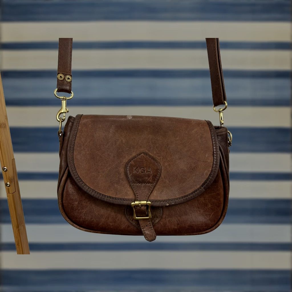 Vintage VINTAGE J. W. Hulme Medium Leather Bag Satchel Purse Crossbody USA Aged Leather Women Bag Messenger Duck 16” Strap Mens Women Girls Size ONE SIZE - 1 Thumbnail