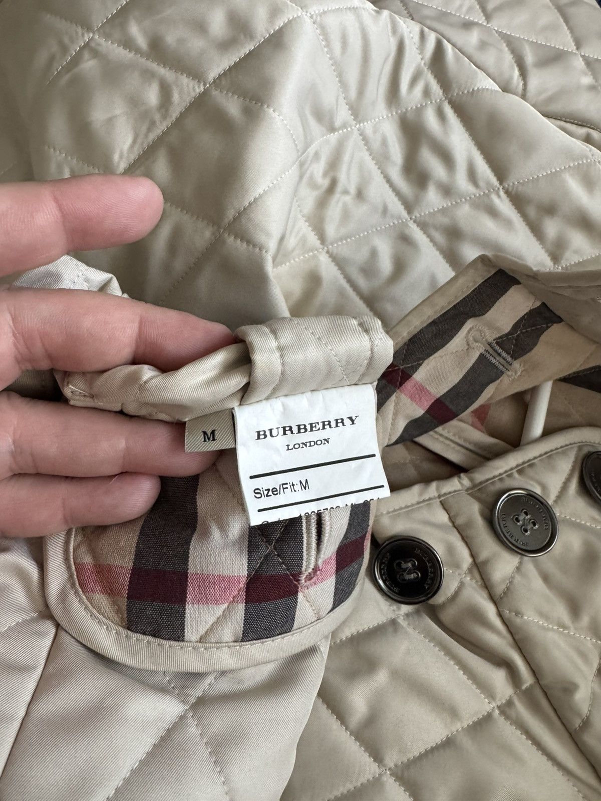 Burberry × Burberry Prorsum Burberry Nova Check Diamond Quilted Beige Barn Button Jacket Size M / US 6-8 / IT 42-44 - 18 Thumbnail