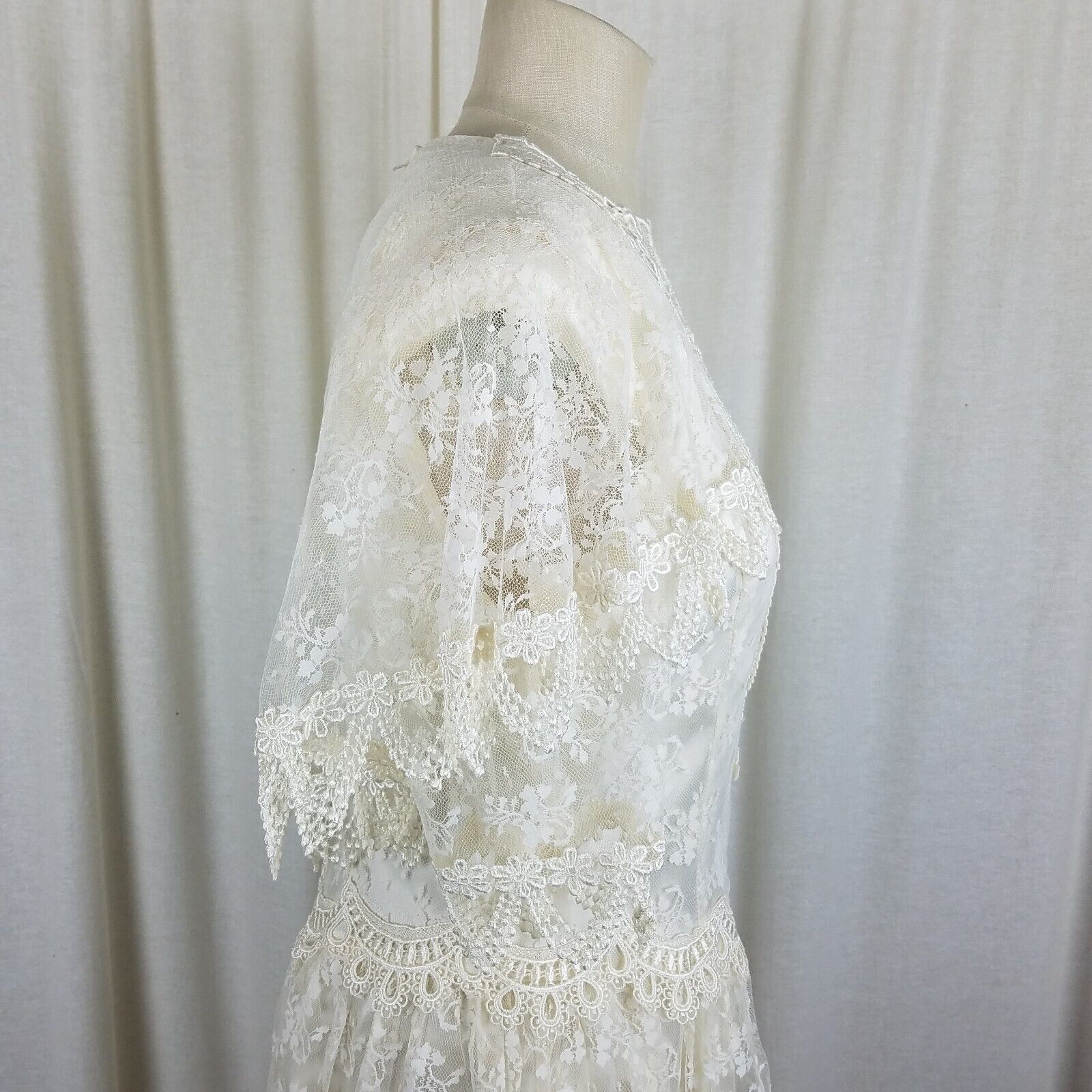 Jessica McClintock Vtg 80s JESSICA MCCLINTOCK BRIDAL Gunne Sax Dress Lace 12 Size XL / US 12-14 / IT 48-50 - 6 Thumbnail