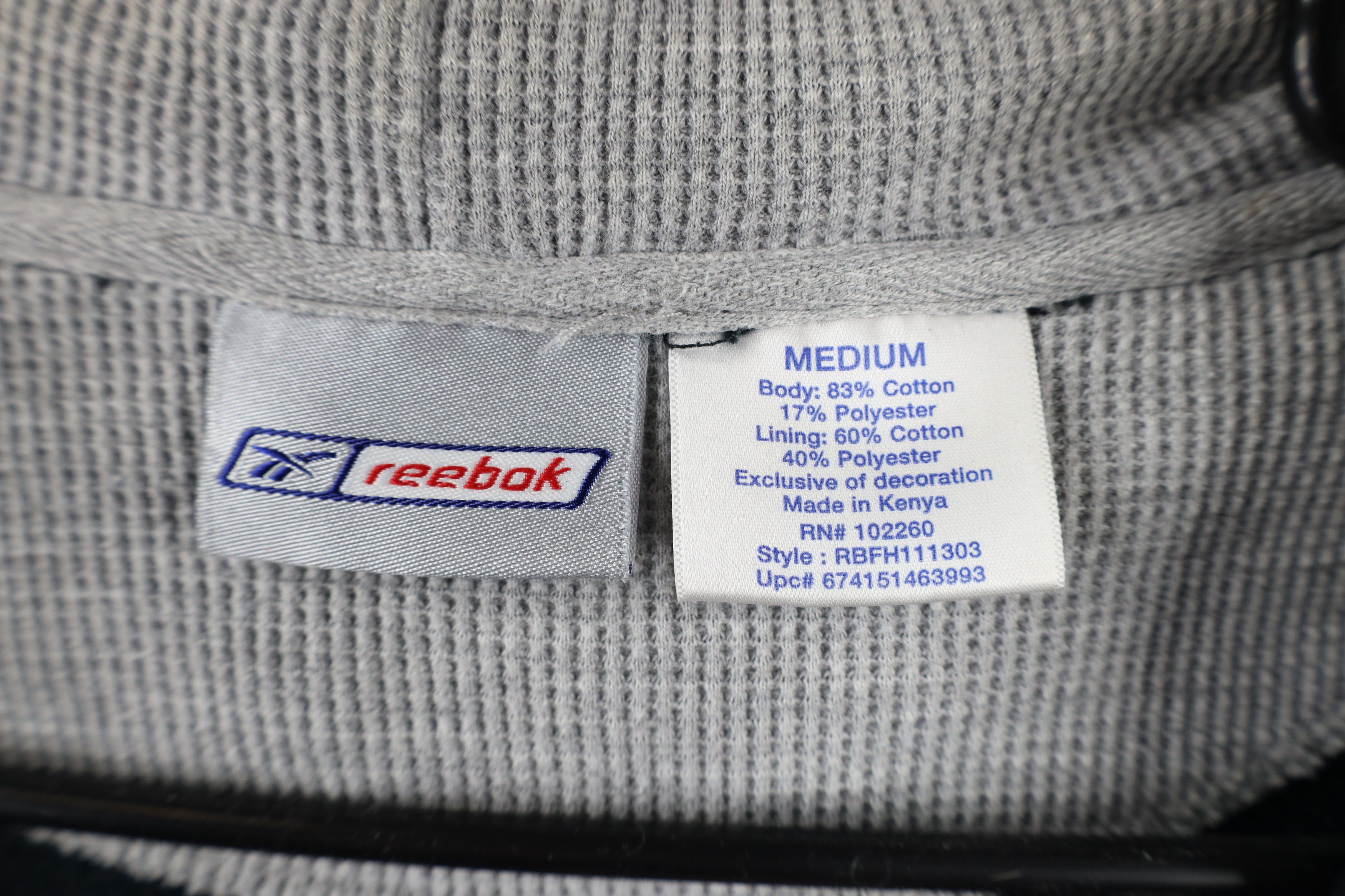 Reebok × Vintage Vintage 90s Reebok Spell Thermal Waffle Knit Lined Hoodie Size US M / EU 48-50 / 2 - 10 Thumbnail